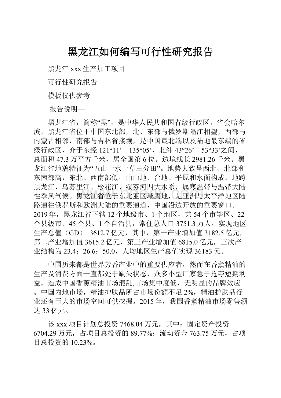 黑龙江如何编写可行性研究报告.docx_第1页