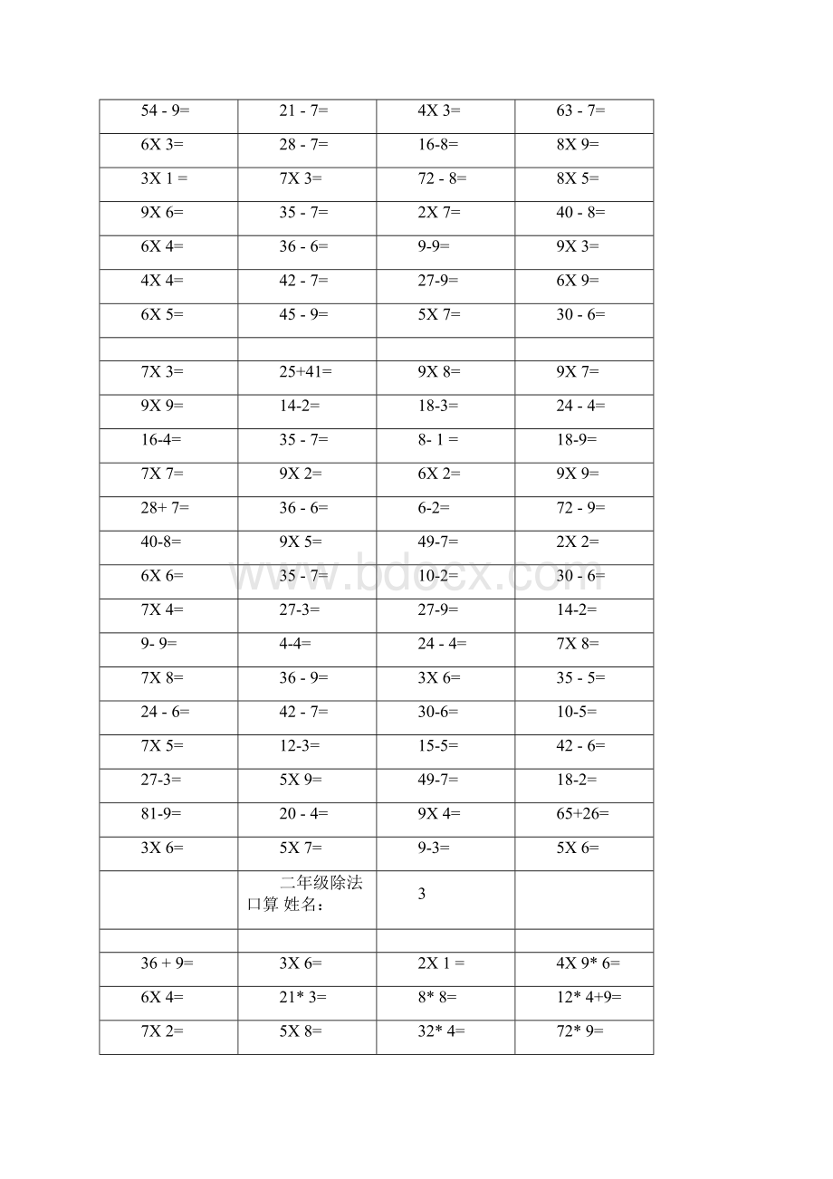 小学二年级乘除法口算题每页80道文档格式.docx_第2页