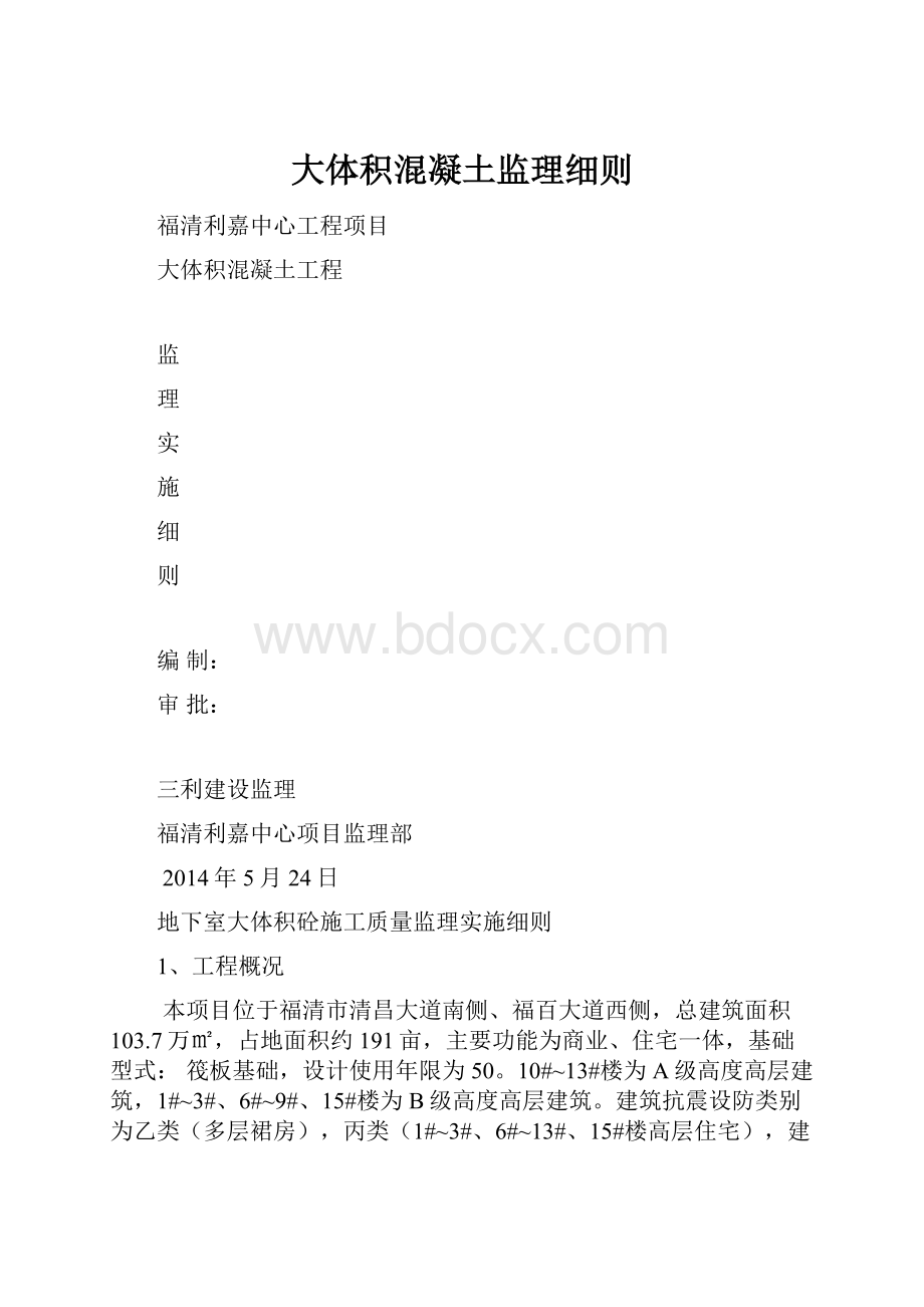 大体积混凝土监理细则.docx