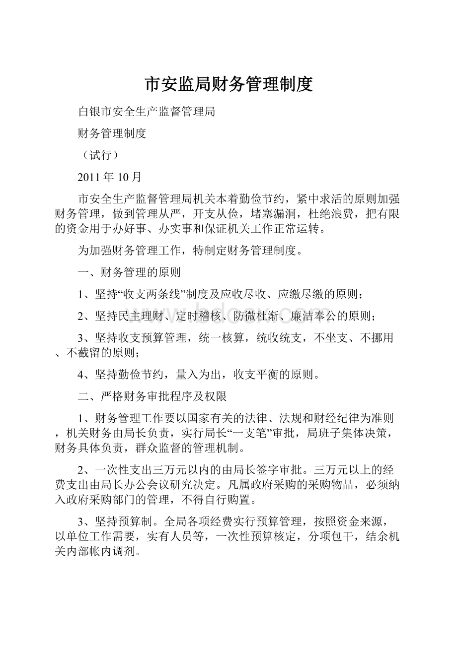 市安监局财务管理制度文档格式.docx