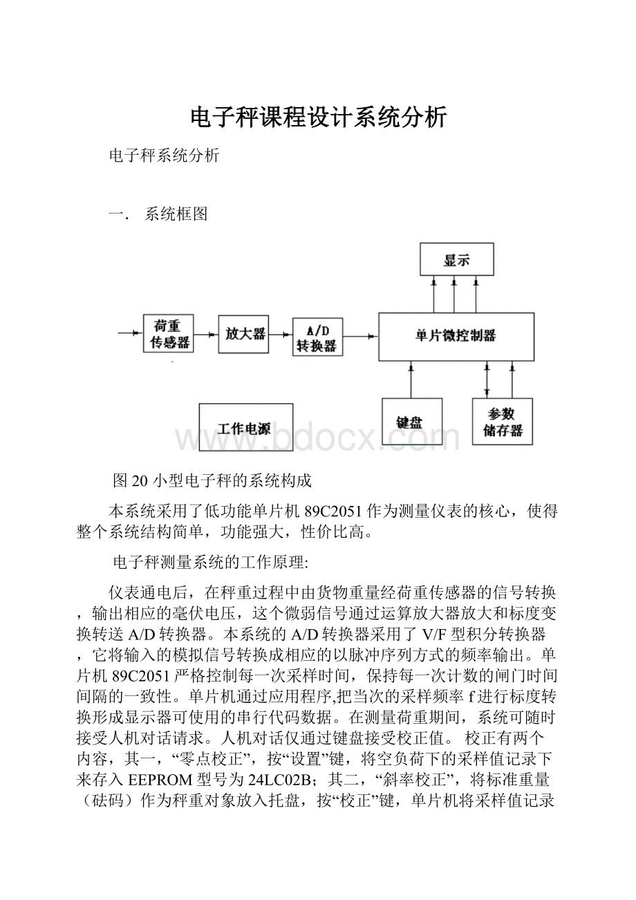 电子秤课程设计系统分析Word文档格式.docx_第1页