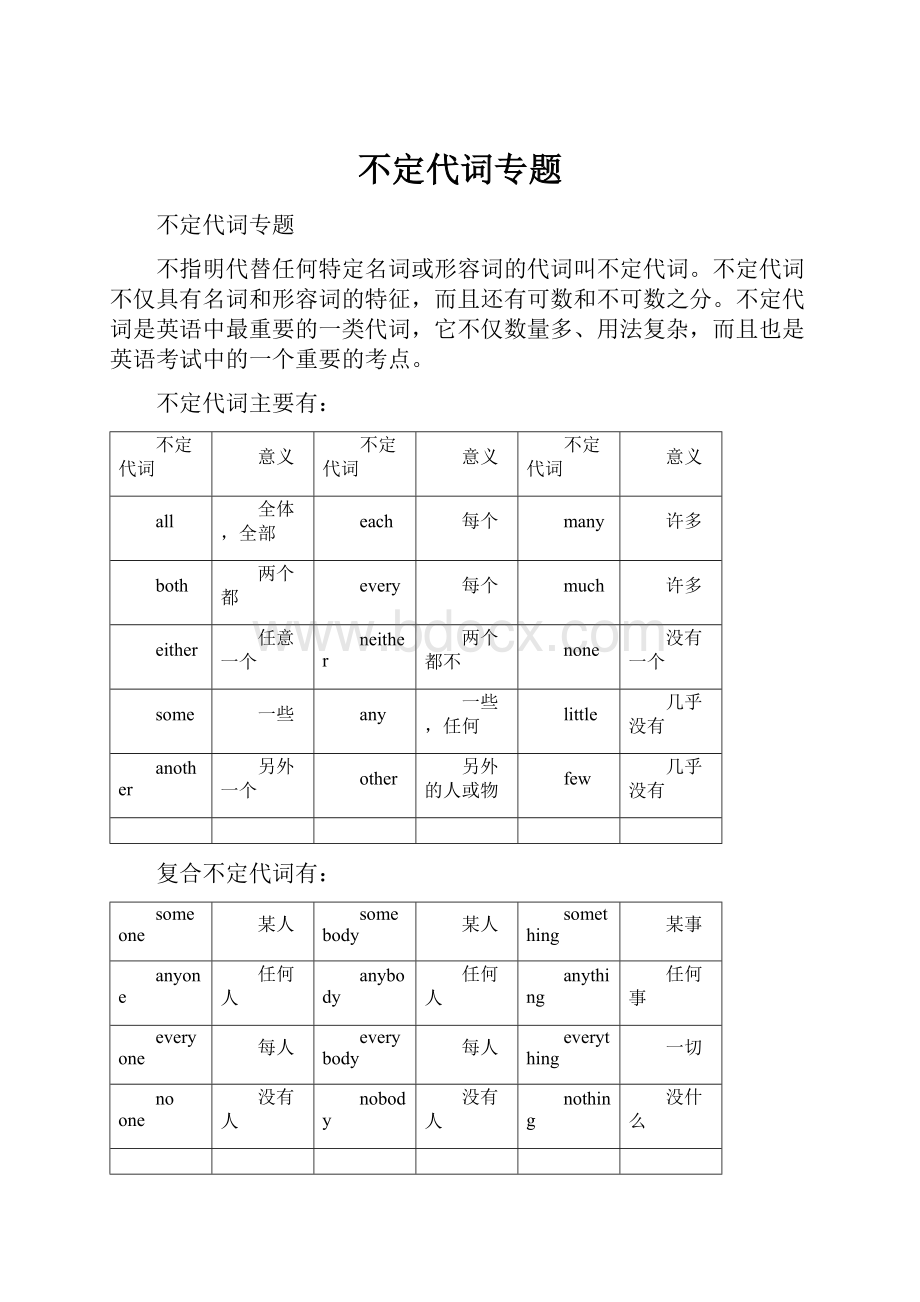 不定代词专题Word格式.docx