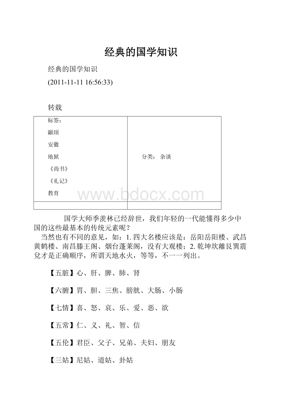 经典的国学知识文档格式.docx