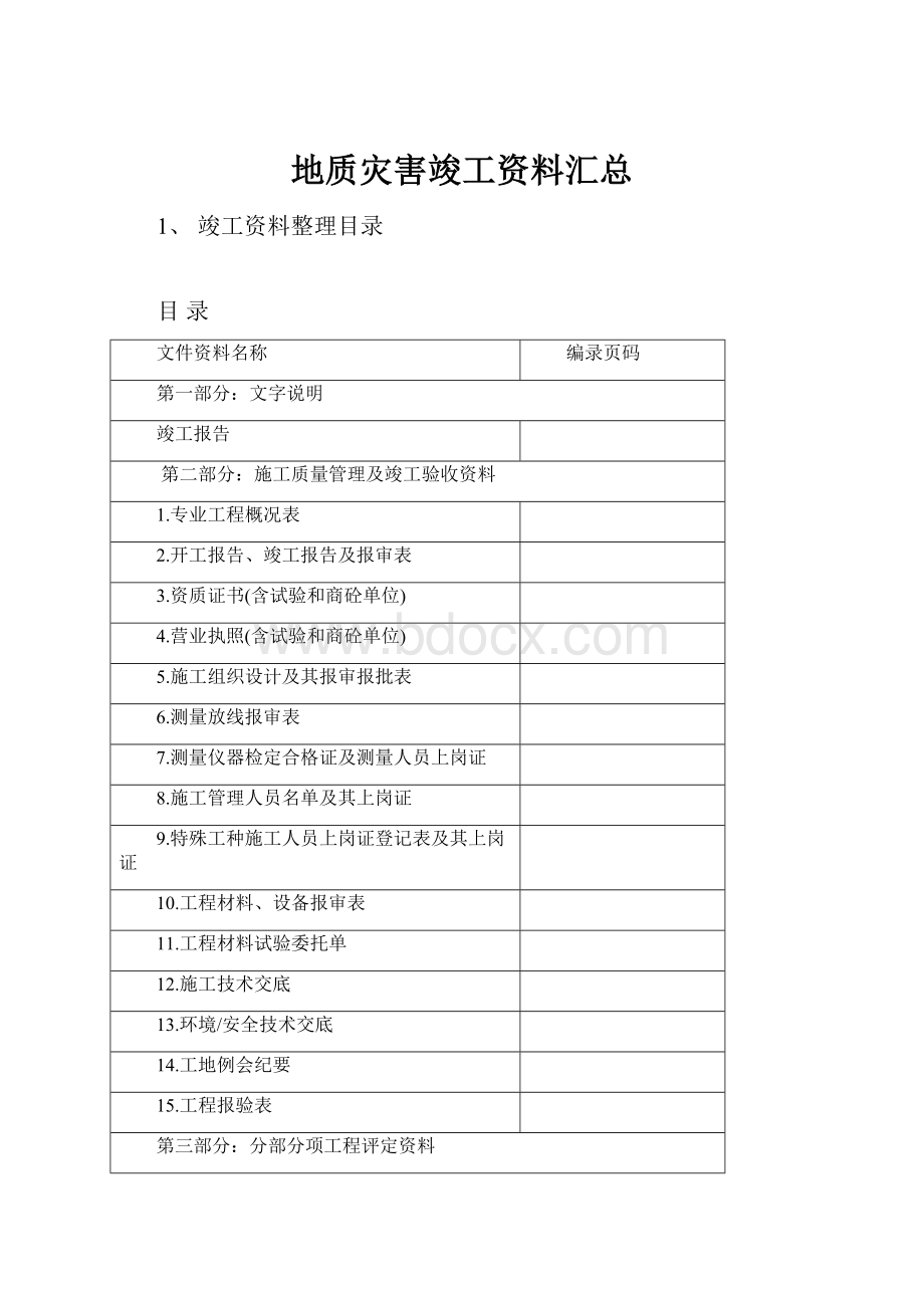 地质灾害竣工资料汇总.docx