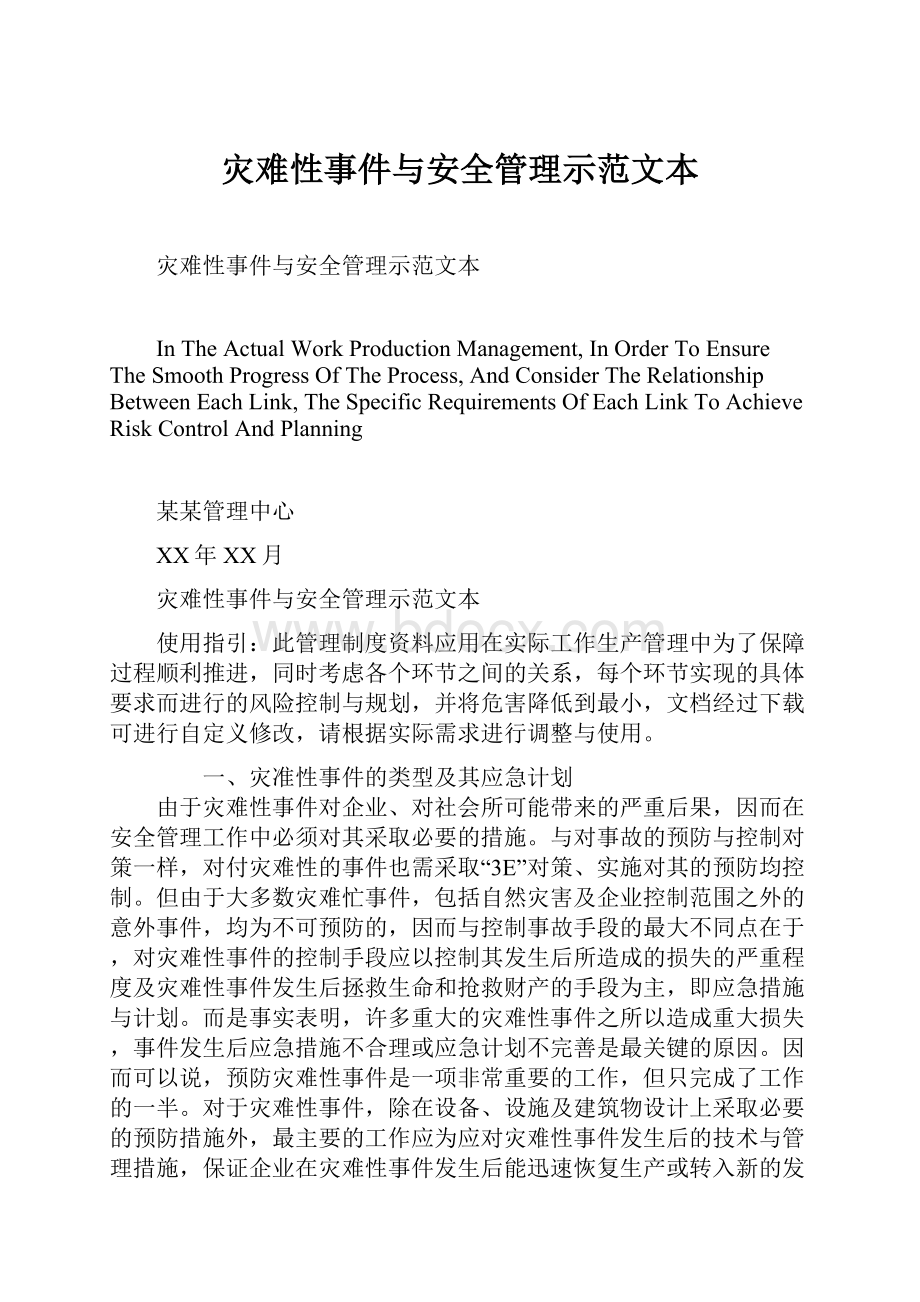 灾难性事件与安全管理示范文本.docx