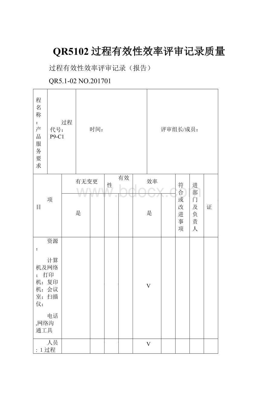 QR5102过程有效性效率评审记录质量Word文档格式.docx_第1页