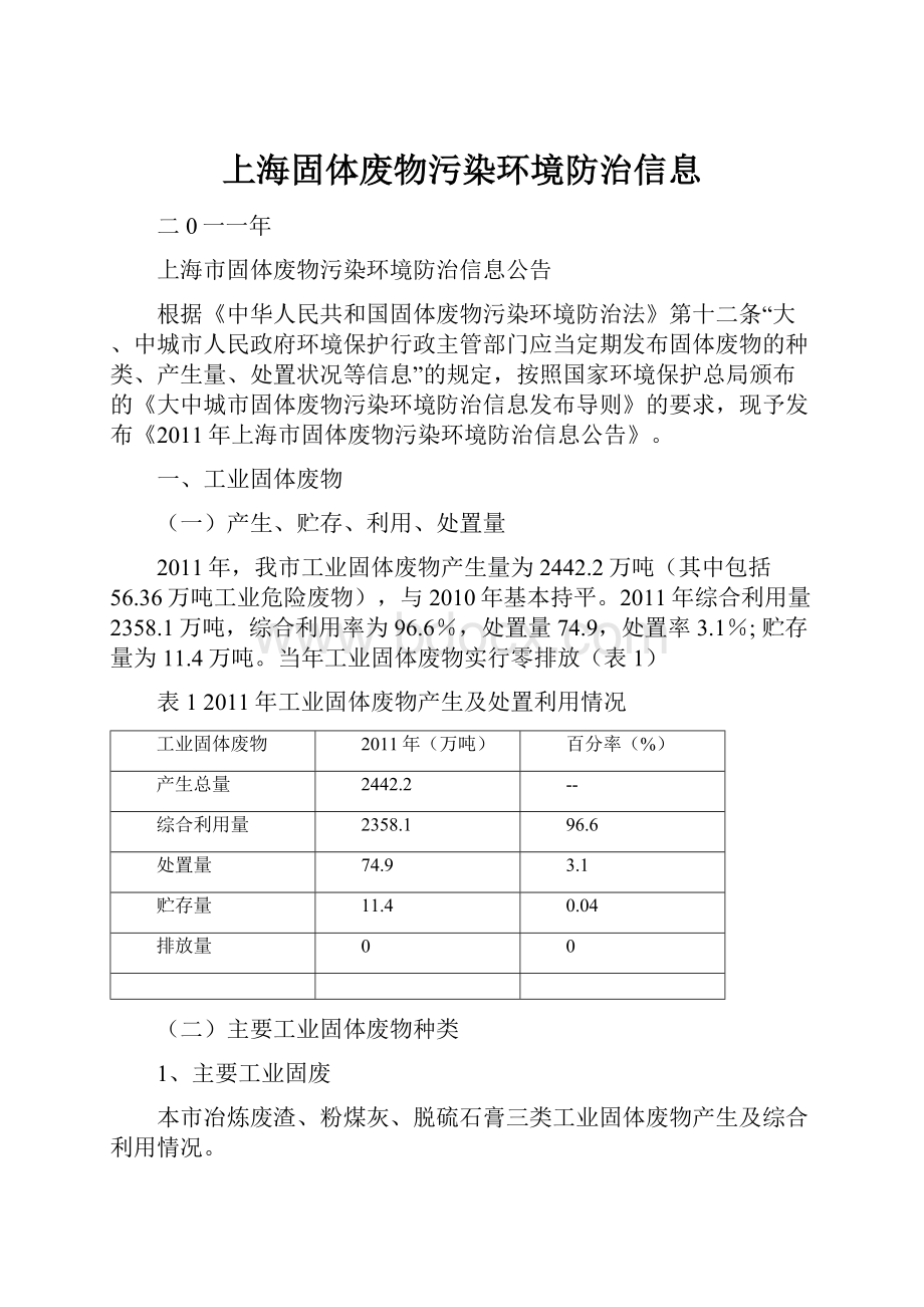 上海固体废物污染环境防治信息Word文件下载.docx