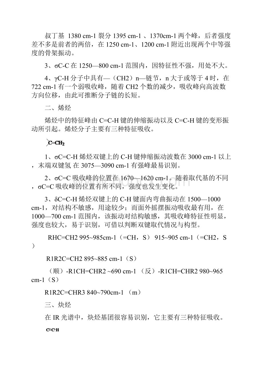 总结红外光谱频率与官能团特征吸收峰Word下载.docx_第3页