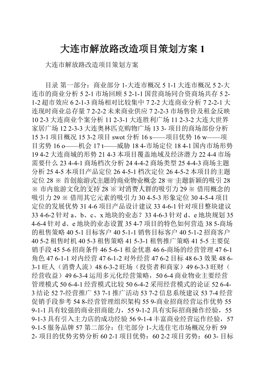 大连市解放路改造项目策划方案1Word文档格式.docx