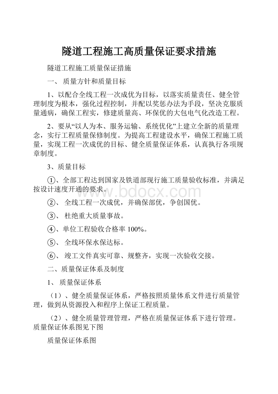 隧道工程施工高质量保证要求措施.docx