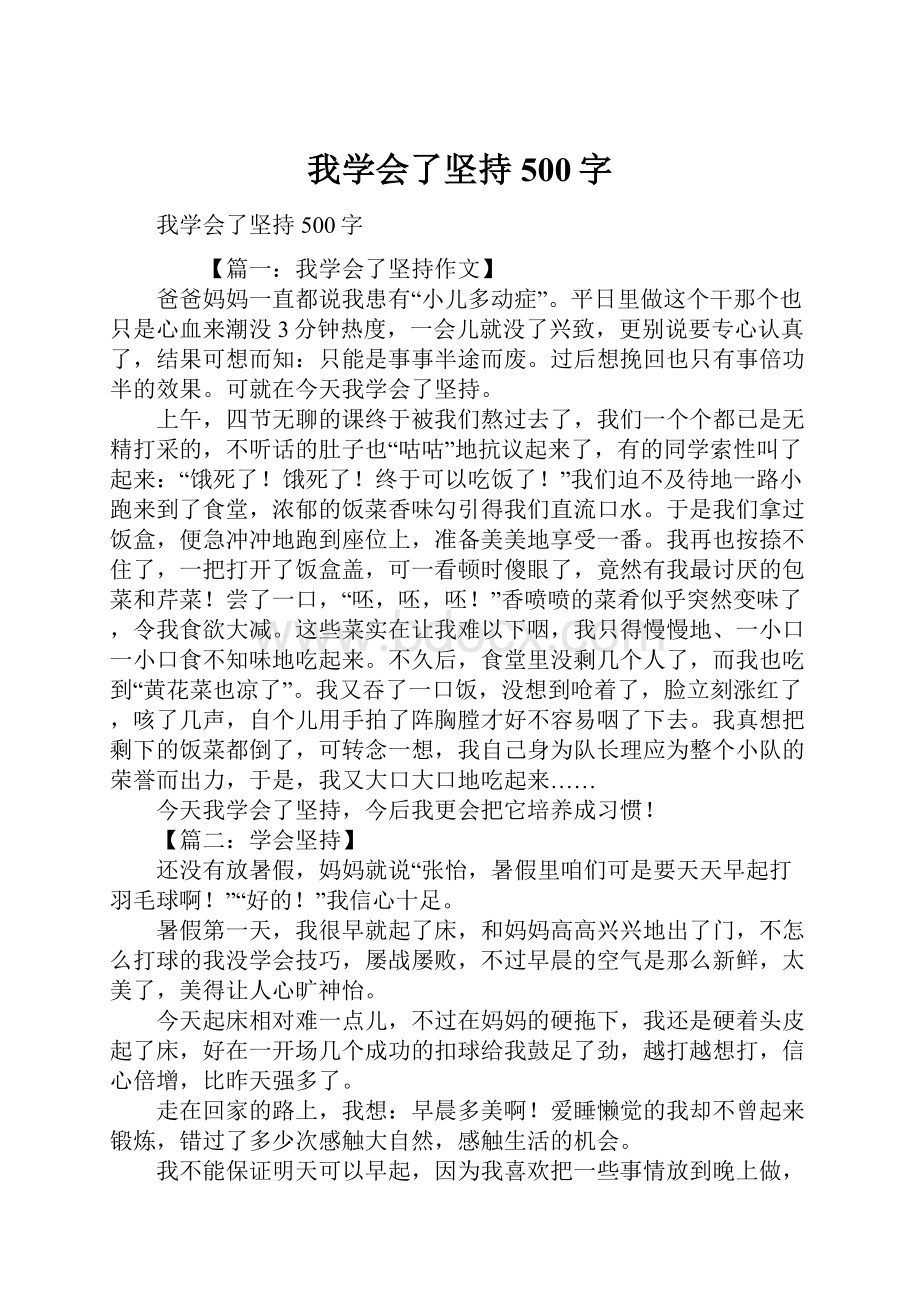 我学会了坚持500字.docx_第1页