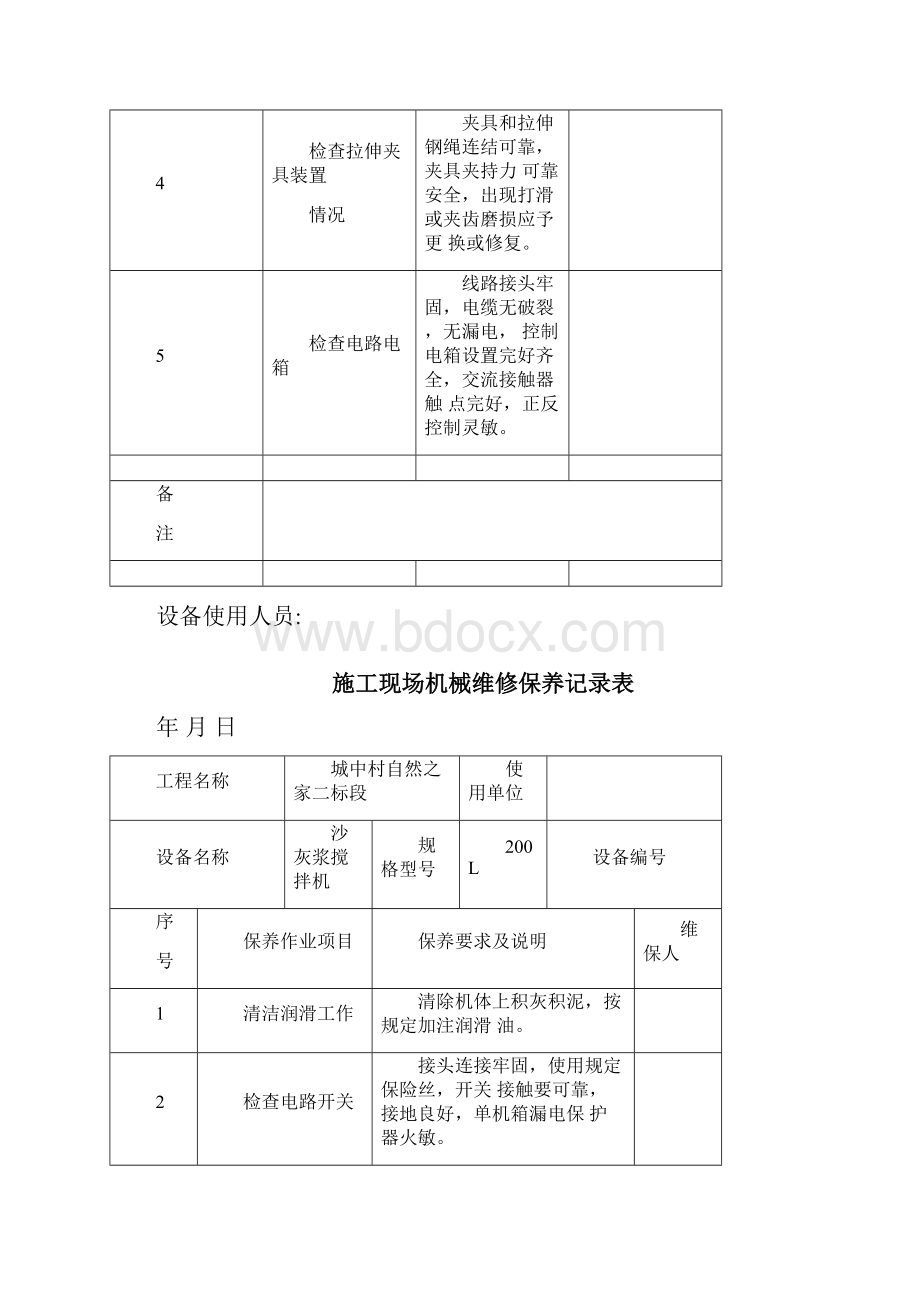 施工现场机械设备维修保养记录表.docx_第3页