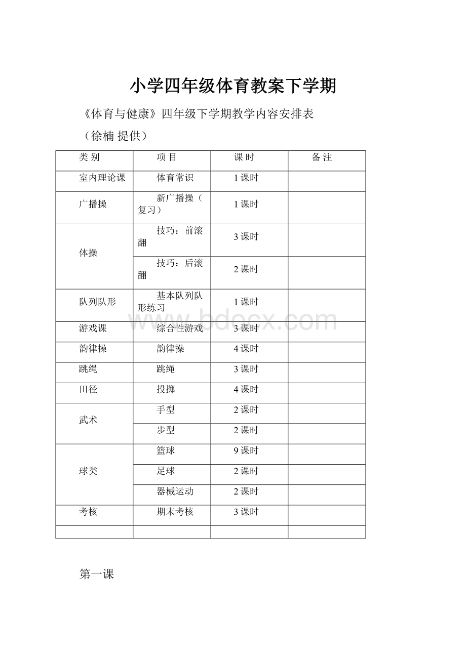 小学四年级体育教案下学期.docx_第1页