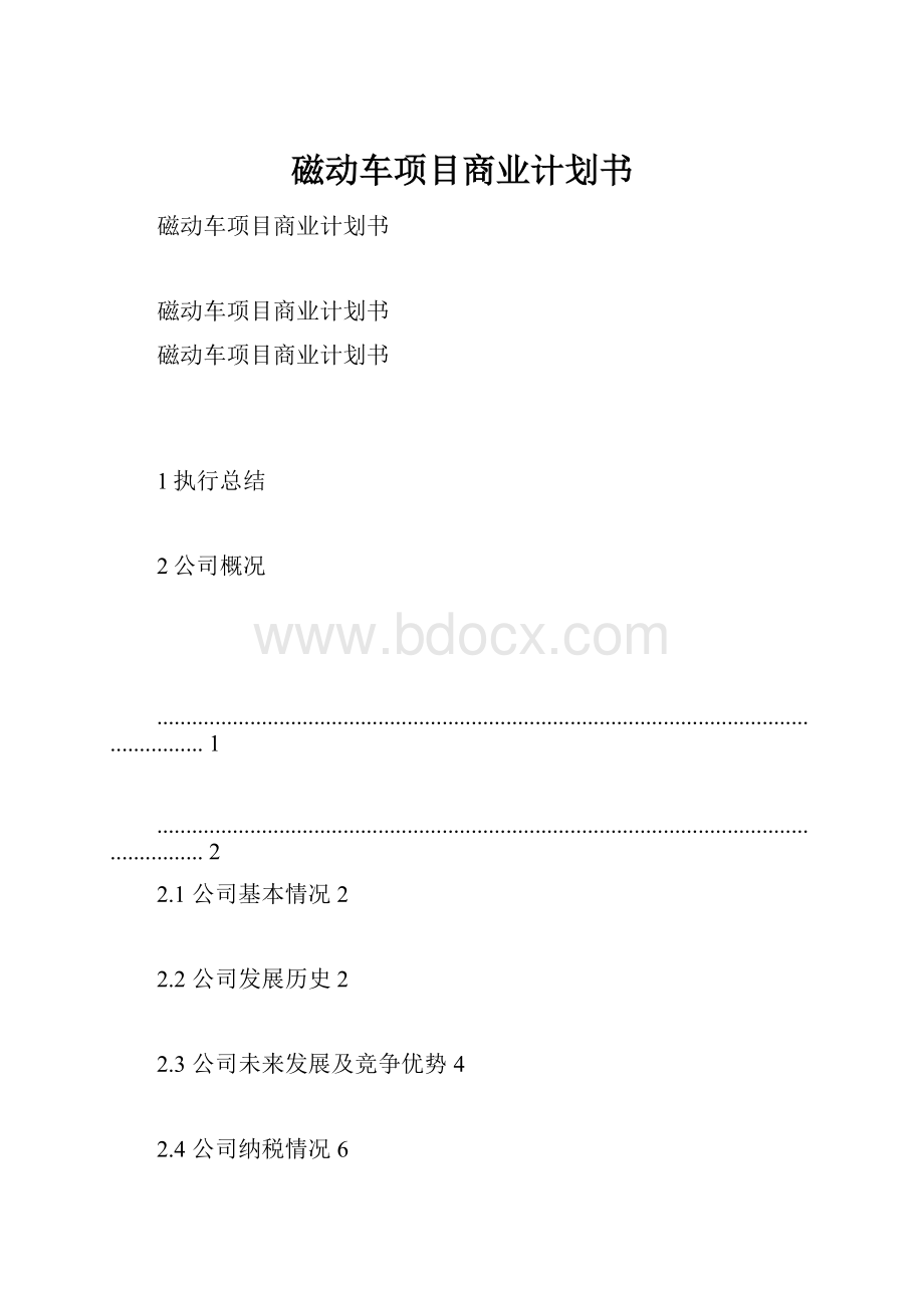 磁动车项目商业计划书.docx