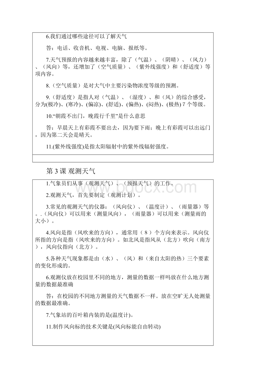 四年级下册冀教版 科学 第一单元复习文档格式.docx_第2页