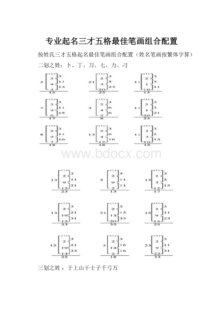 专业起名三才五格最佳笔画组合配置Word文件下载.docx