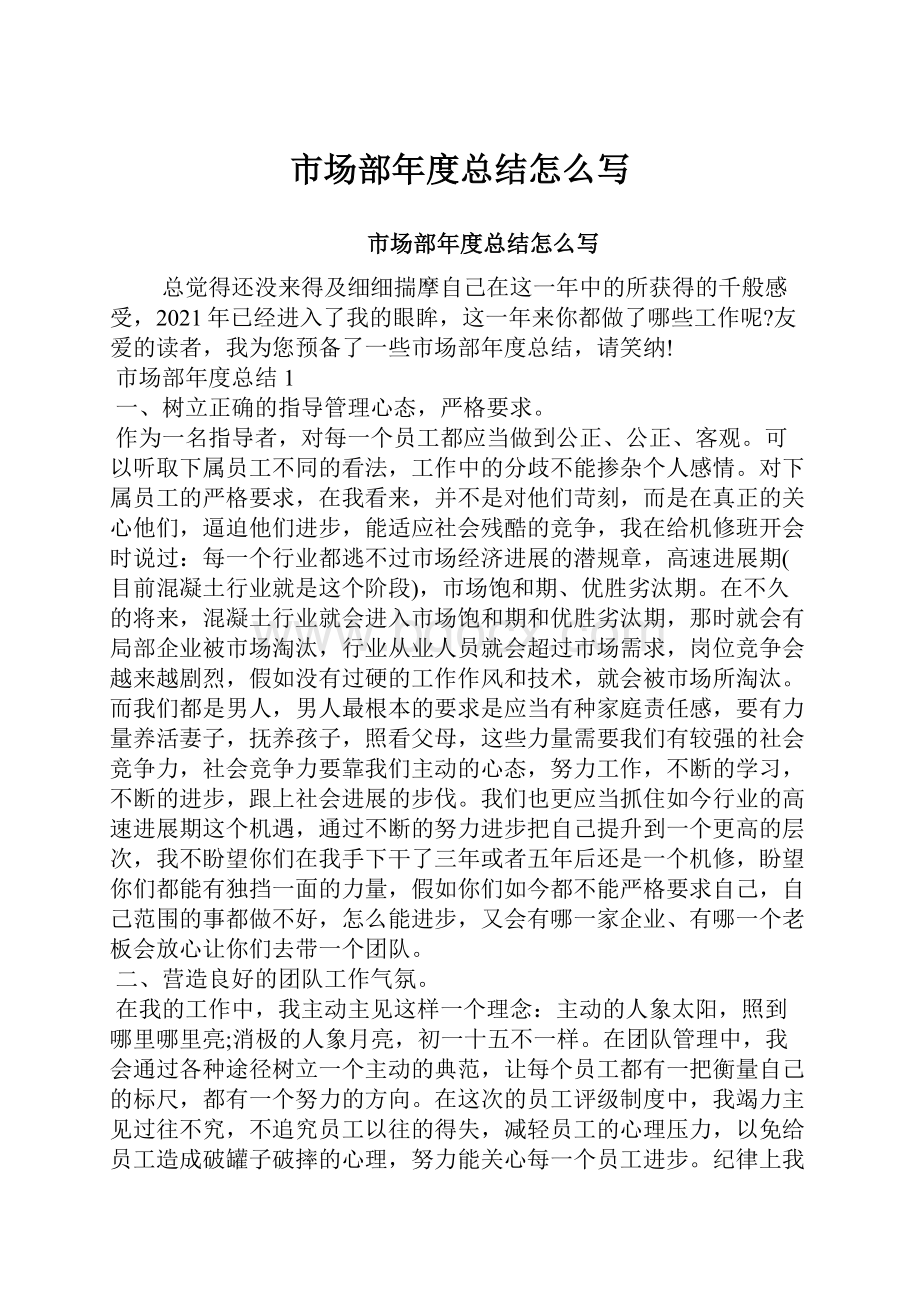 市场部年度总结怎么写Word格式文档下载.docx