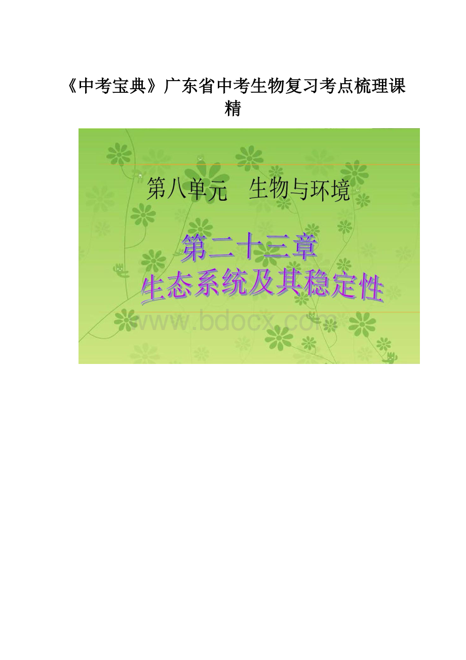 《中考宝典》广东省中考生物复习考点梳理课精Word文档格式.docx