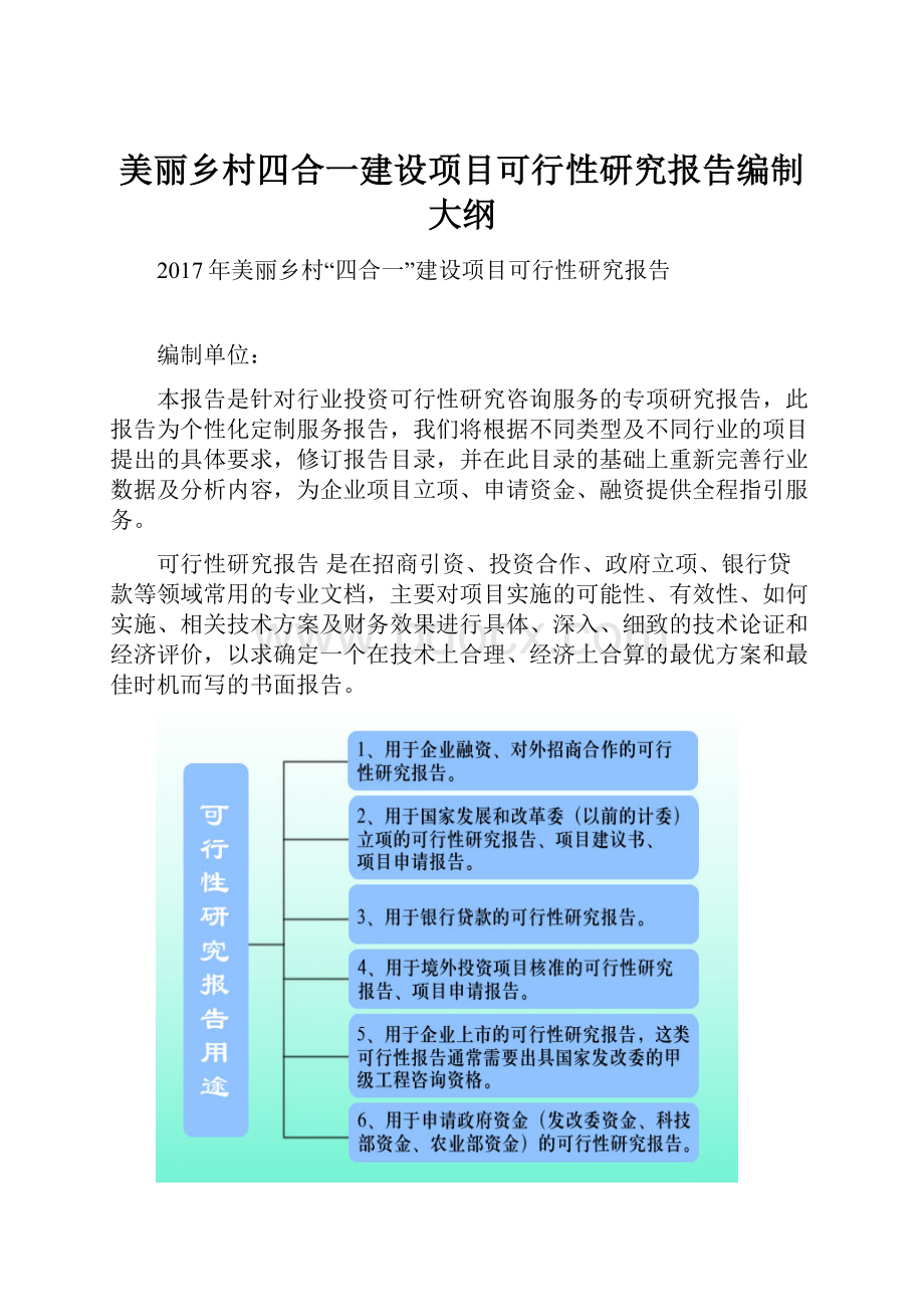 美丽乡村四合一建设项目可行性研究报告编制大纲.docx_第1页