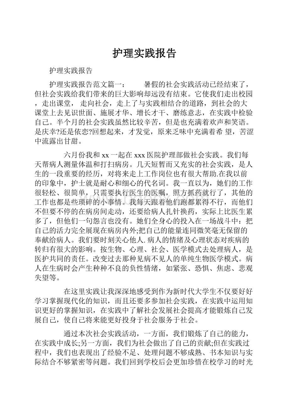 护理实践报告文档格式.docx