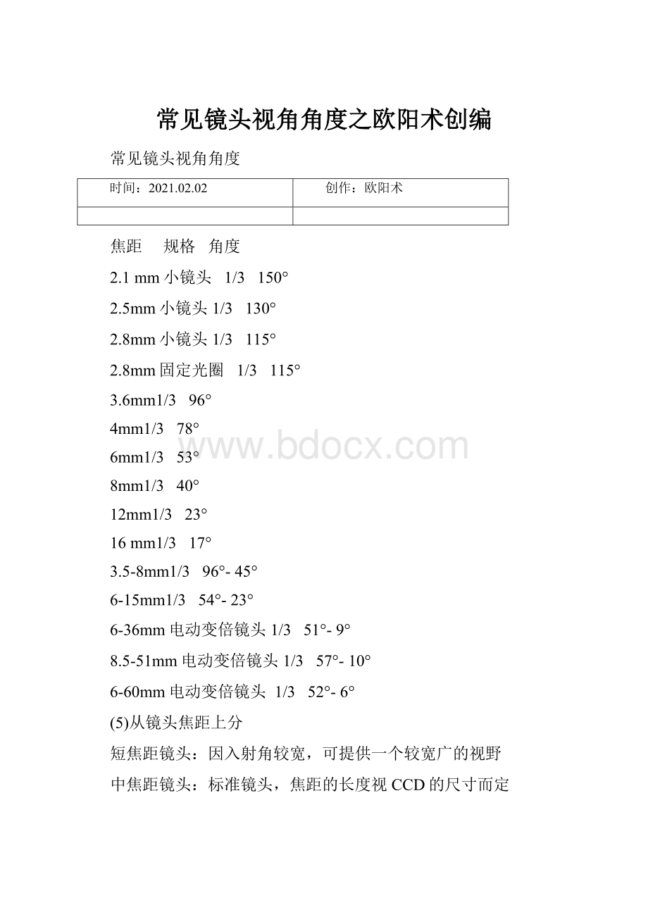 常见镜头视角角度之欧阳术创编Word文档格式.docx_第1页