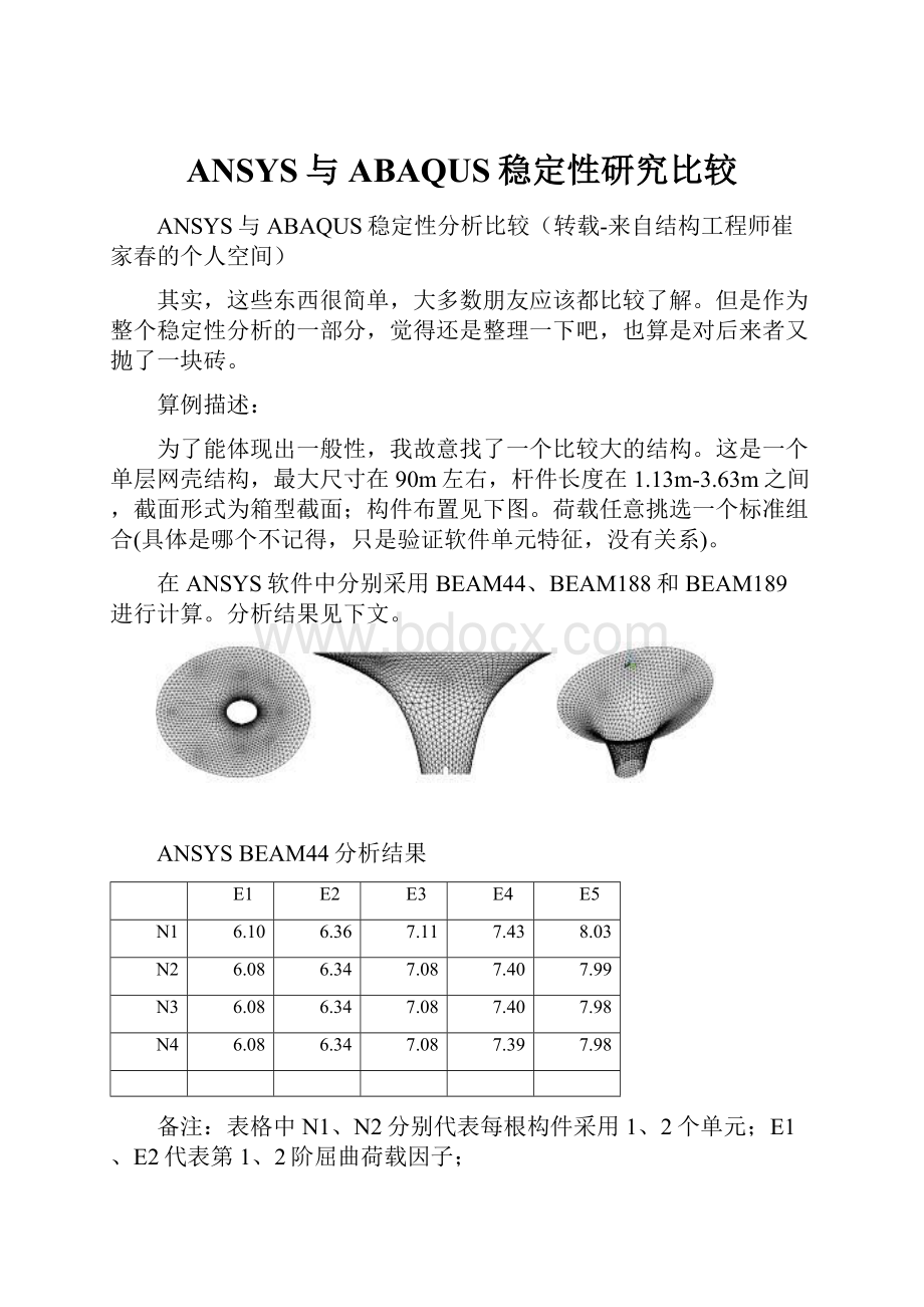 ANSYS与ABAQUS稳定性研究比较.docx_第1页