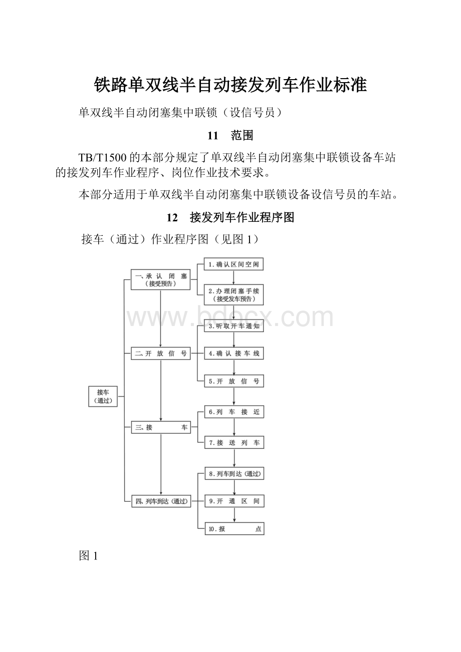 铁路单双线半自动接发列车作业标准Word文档下载推荐.docx_第1页