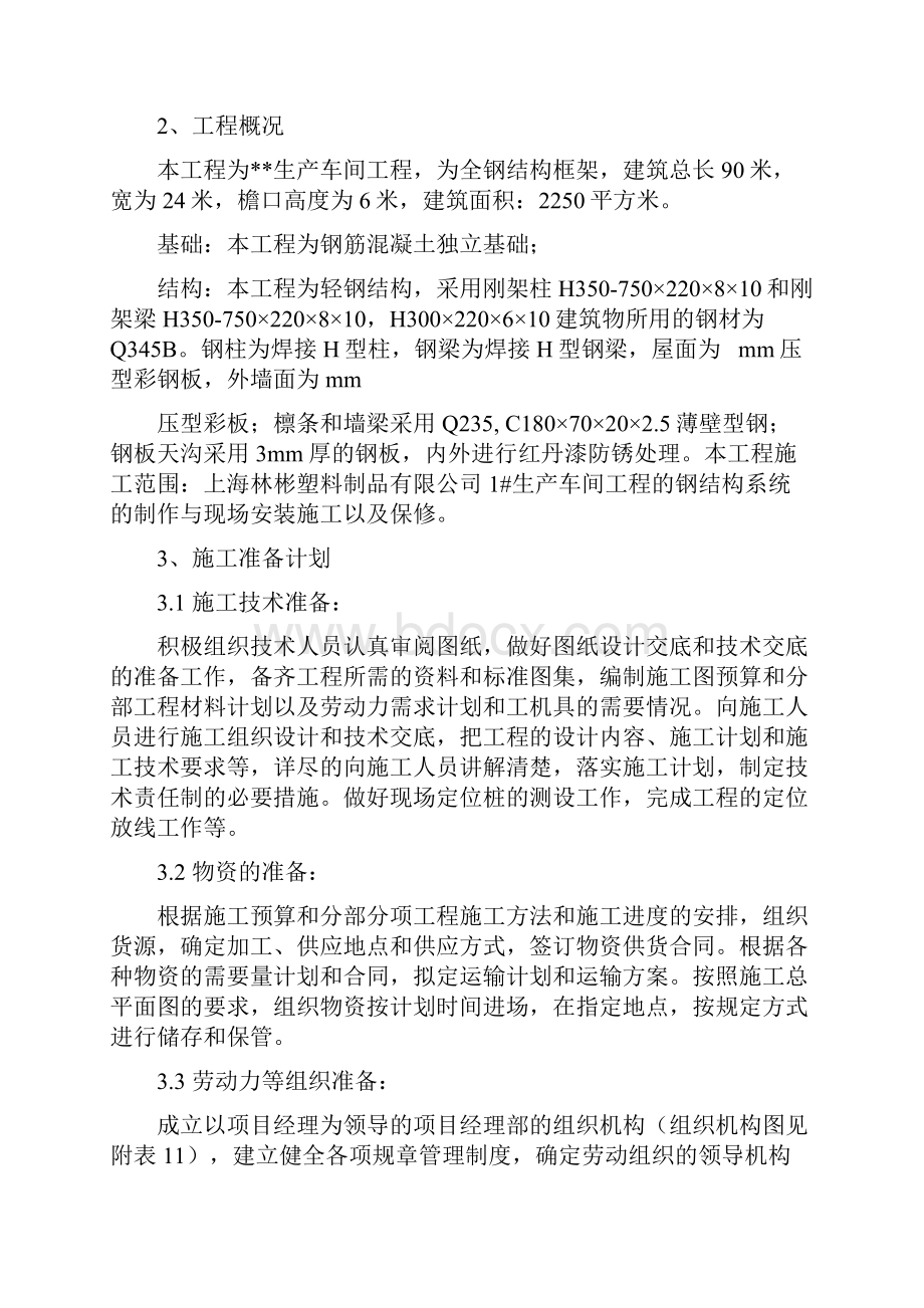 全钢结构框架施工组织设计方案范本非常好的一份专业资料拿来即可用.docx_第3页