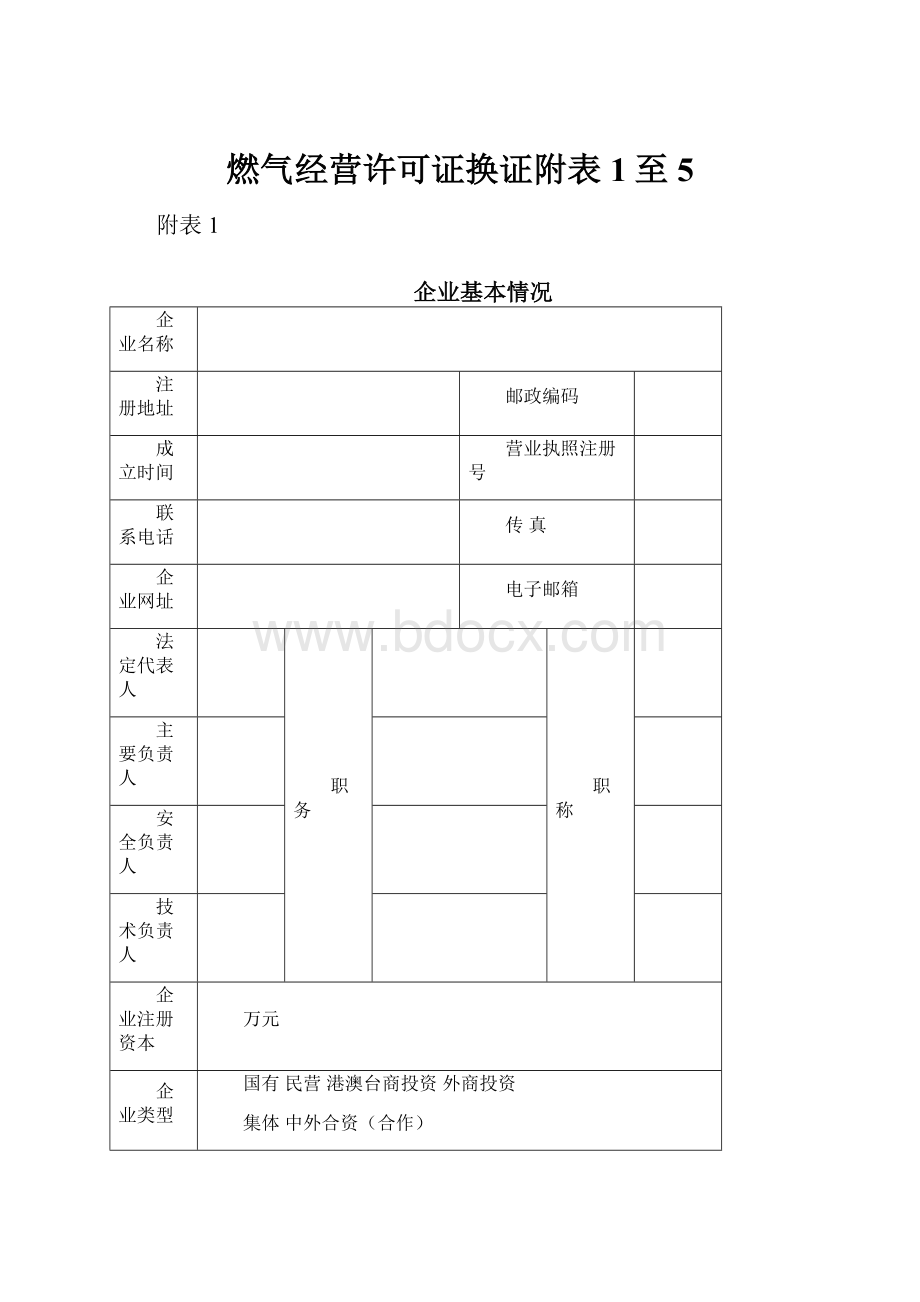 燃气经营许可证换证附表1至5.docx