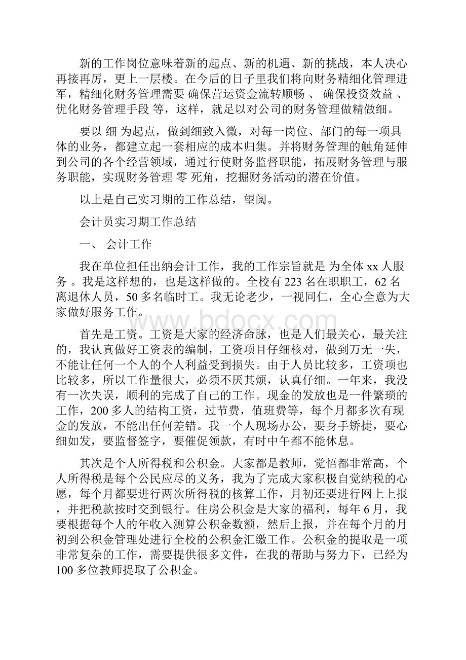 会计员实习期工作总结可编辑版Word下载.docx_第2页