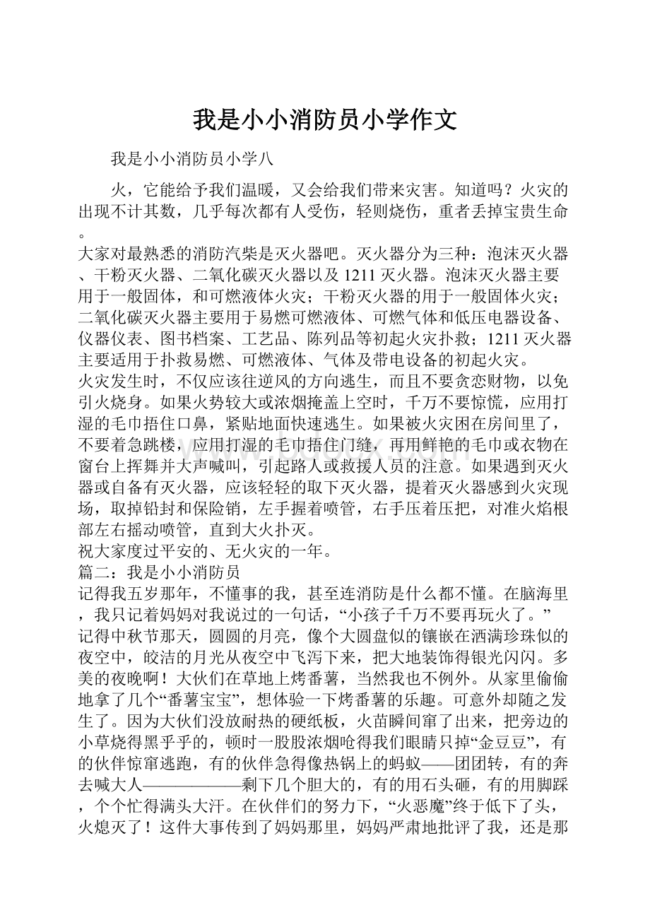 我是小小消防员小学作文.docx