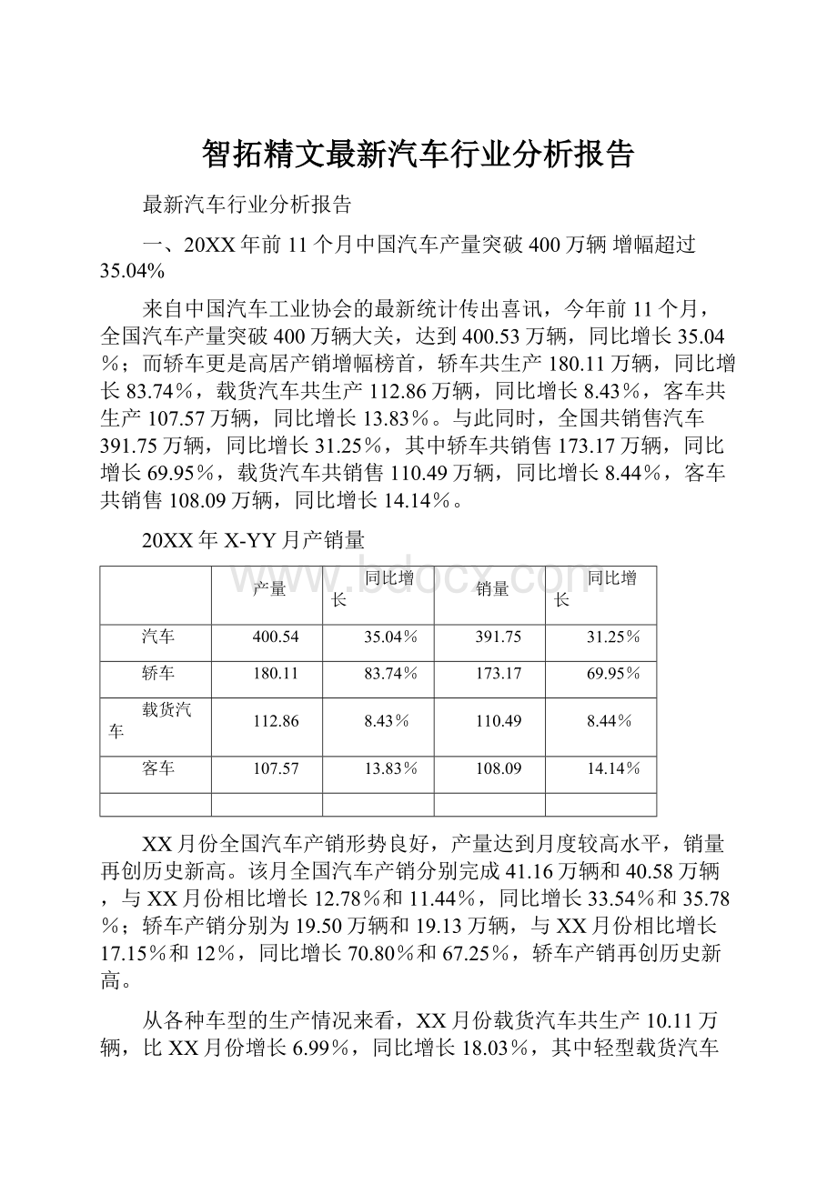 智拓精文最新汽车行业分析报告文档格式.docx