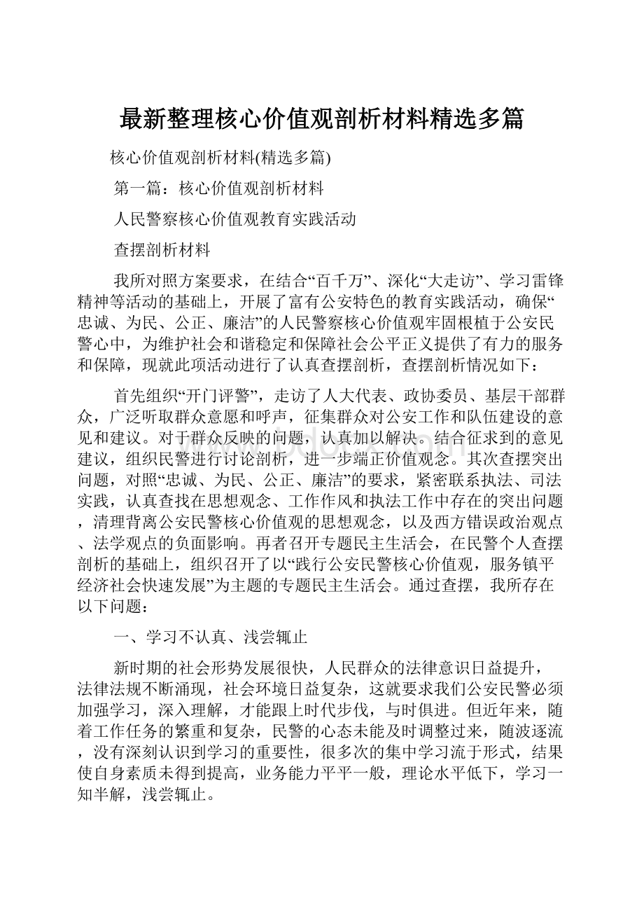 最新整理核心价值观剖析材料精选多篇文档格式.docx_第1页