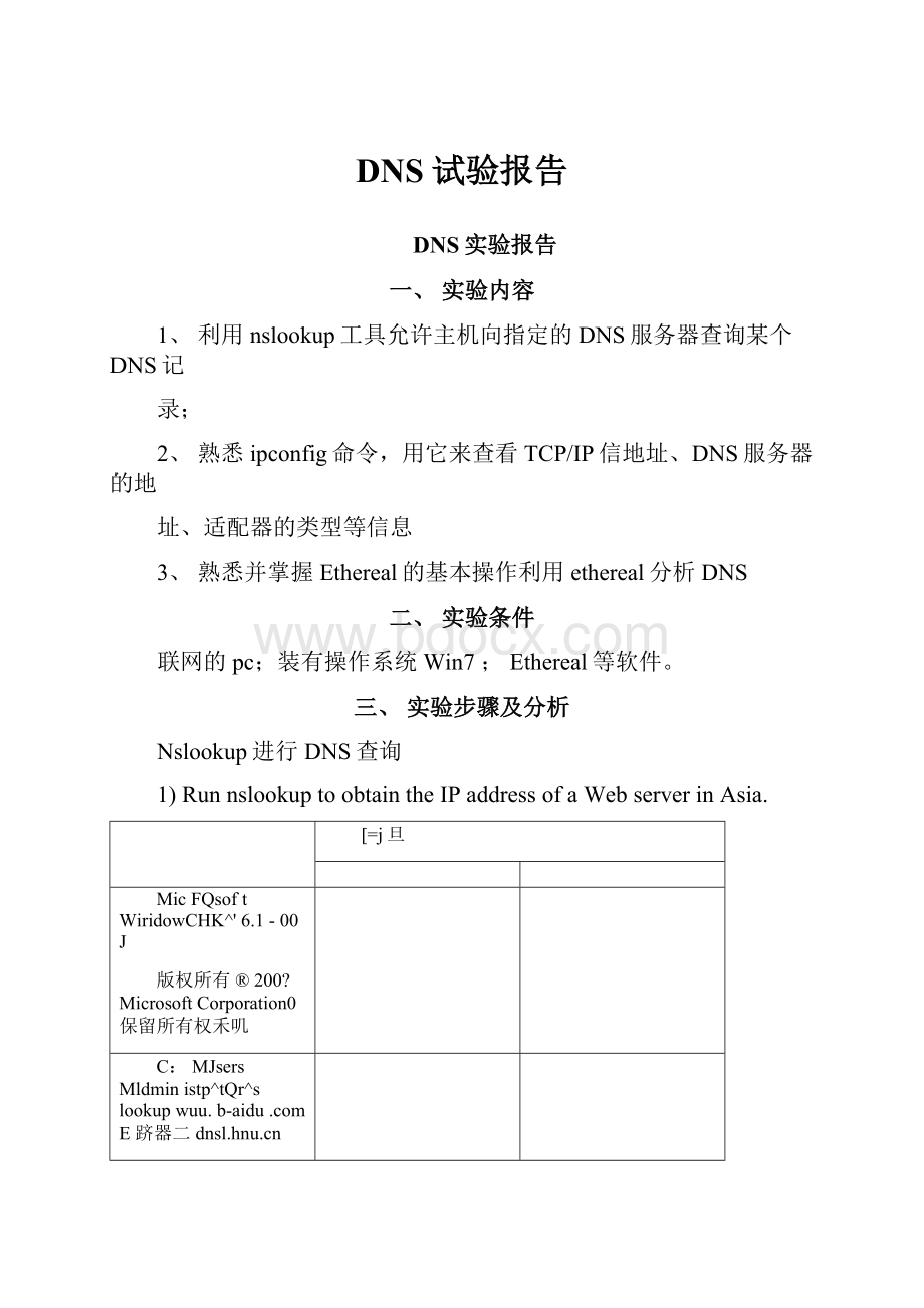 DNS试验报告.docx_第1页