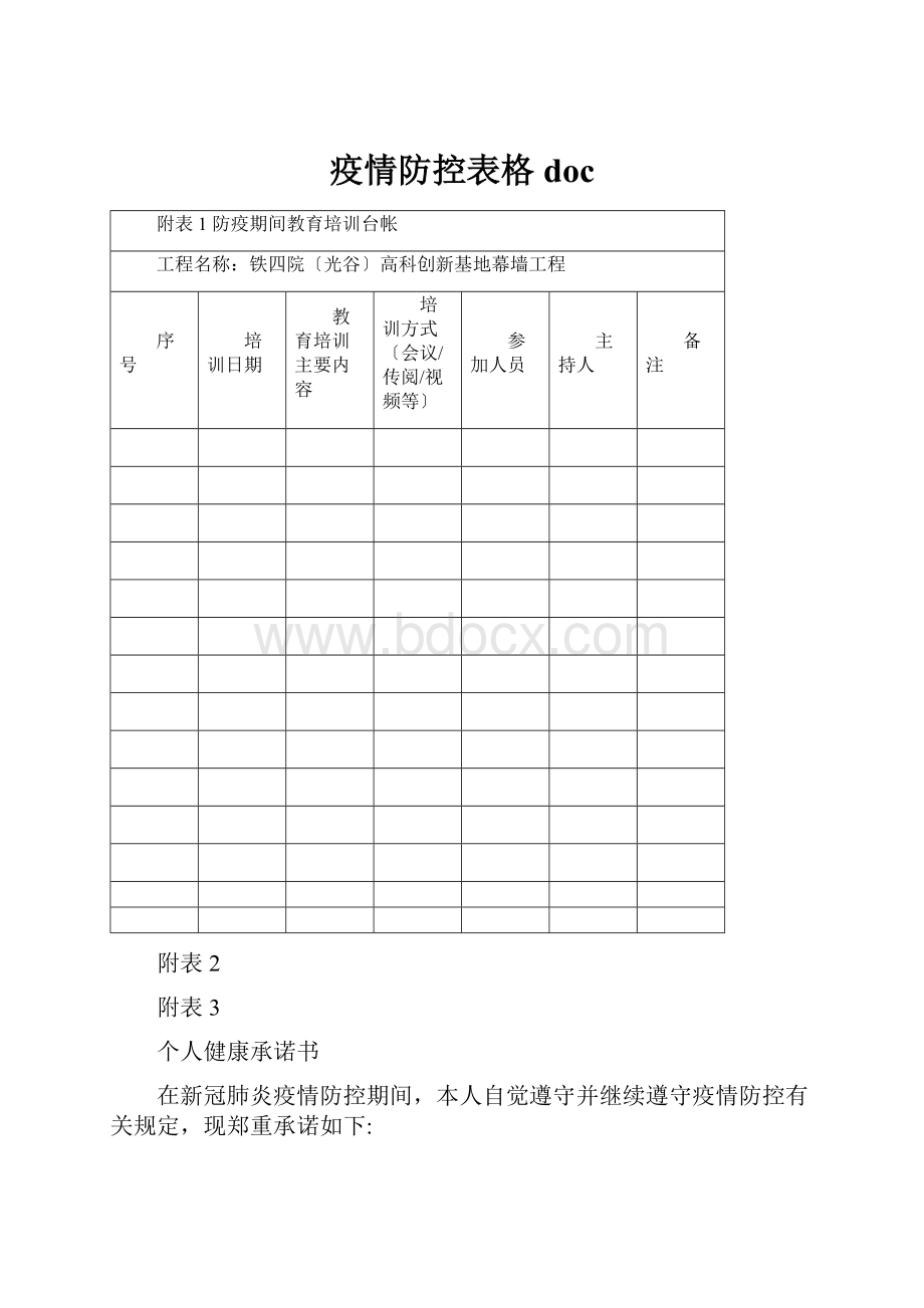 疫情防控表格docWord文档下载推荐.docx_第1页