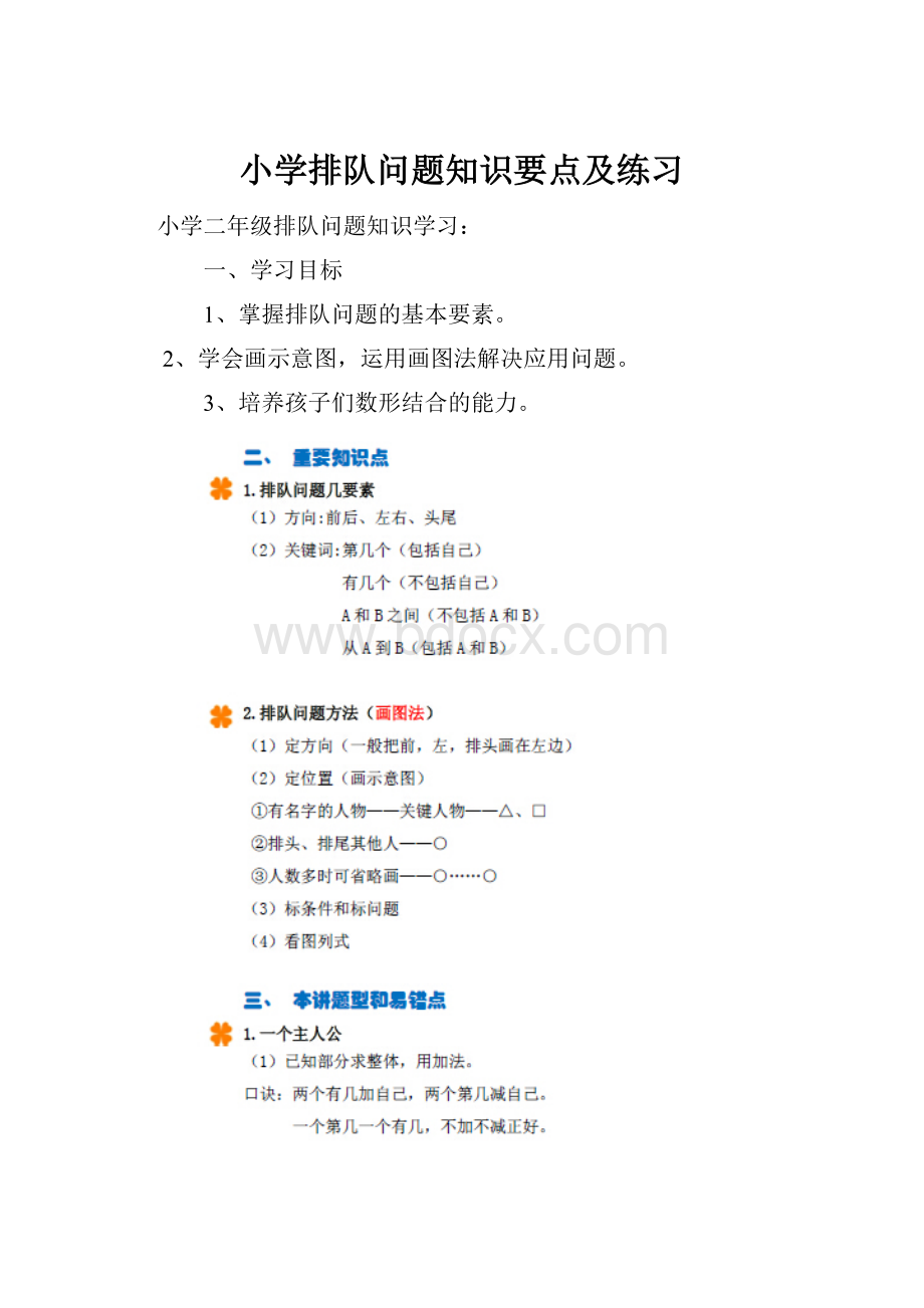 小学排队问题知识要点及练习.docx_第1页