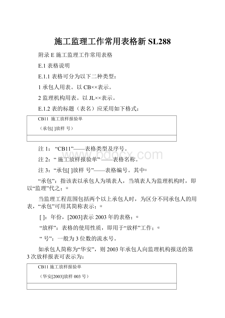 施工监理工作常用表格新SL288.docx_第1页