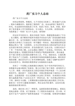 药厂实习个人总结Word格式文档下载.docx