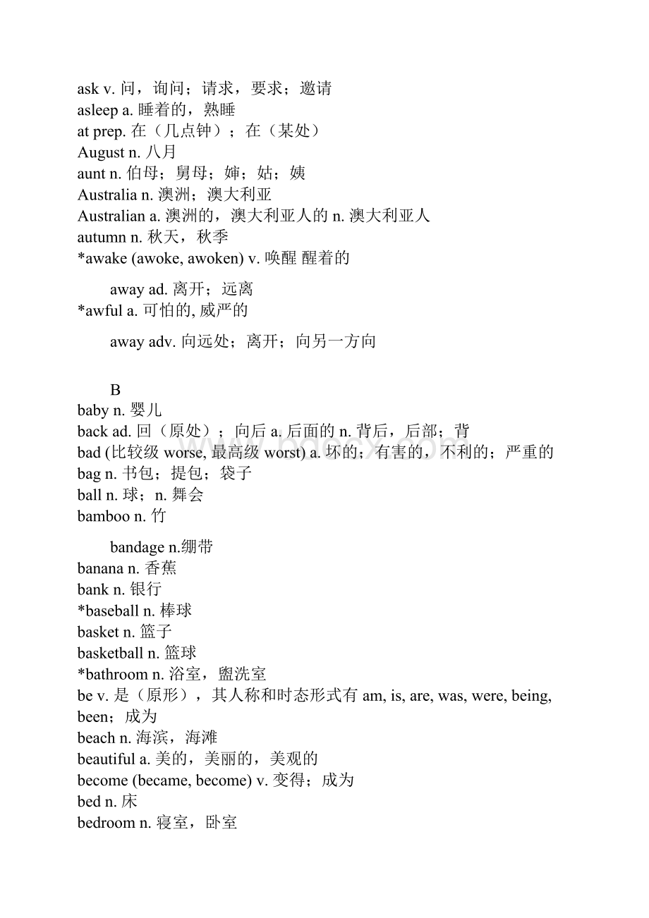 初中英语新课程标准词汇表范文.docx_第3页