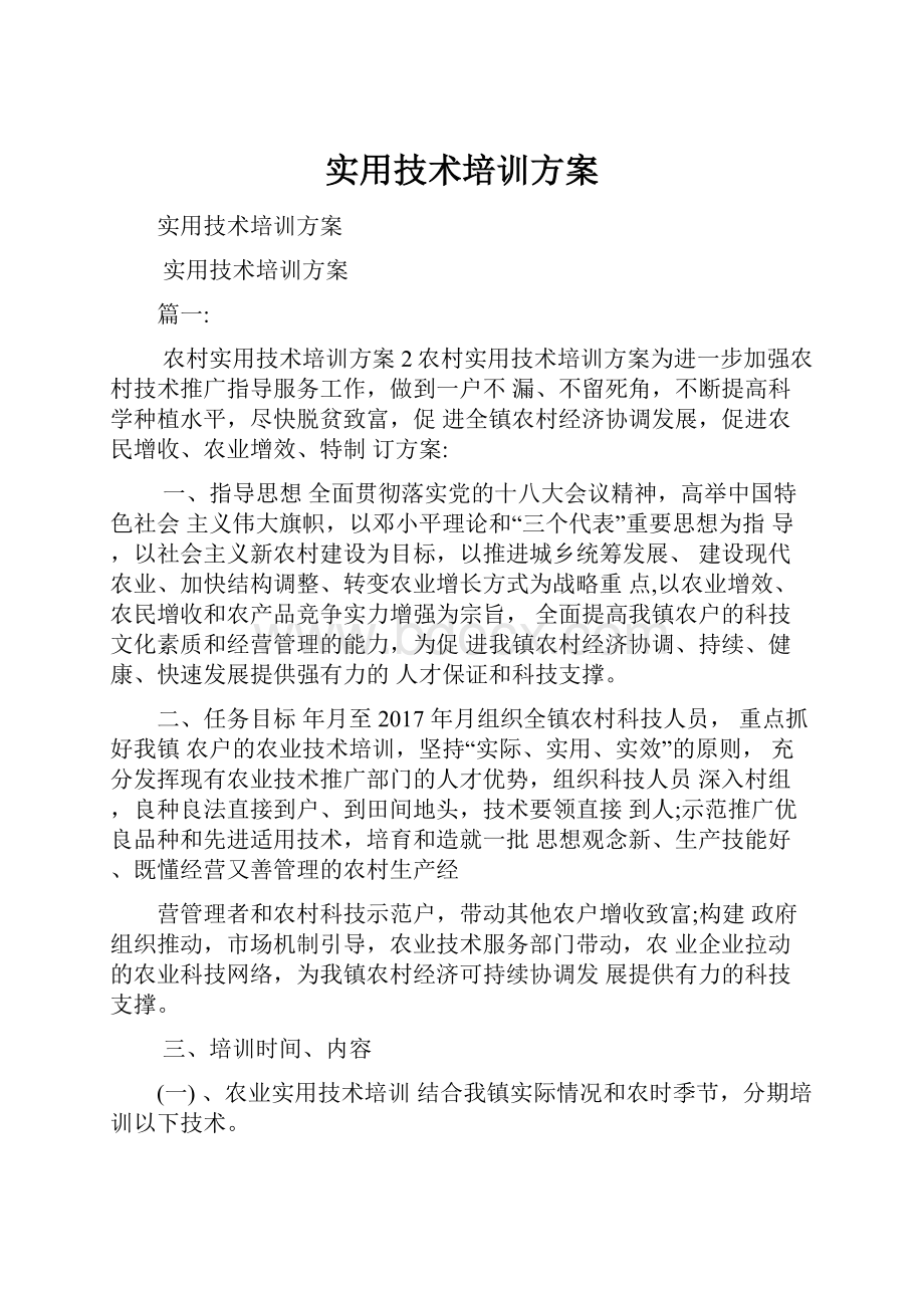 实用技术培训方案Word格式文档下载.docx