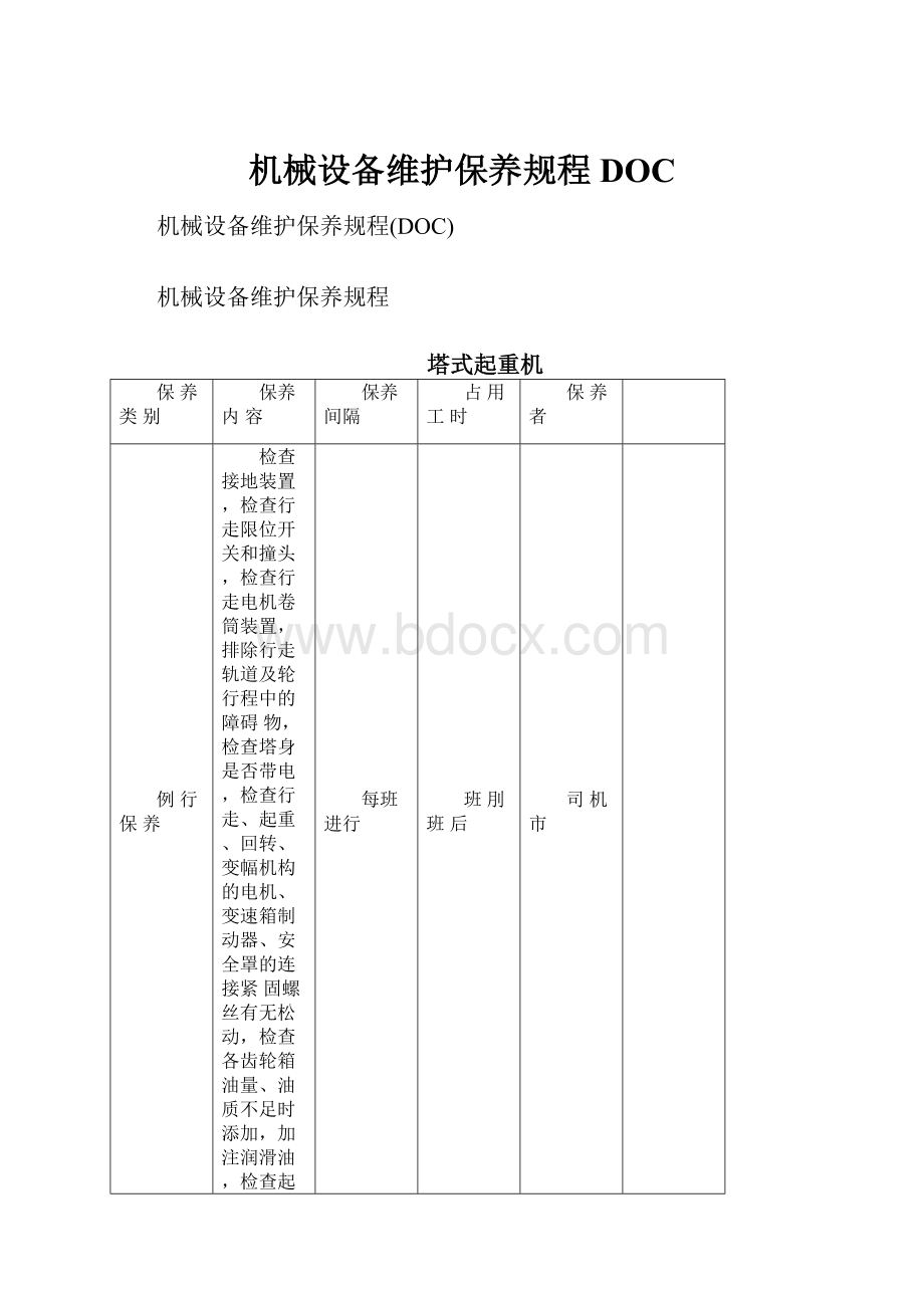 机械设备维护保养规程DOCWord文档格式.docx