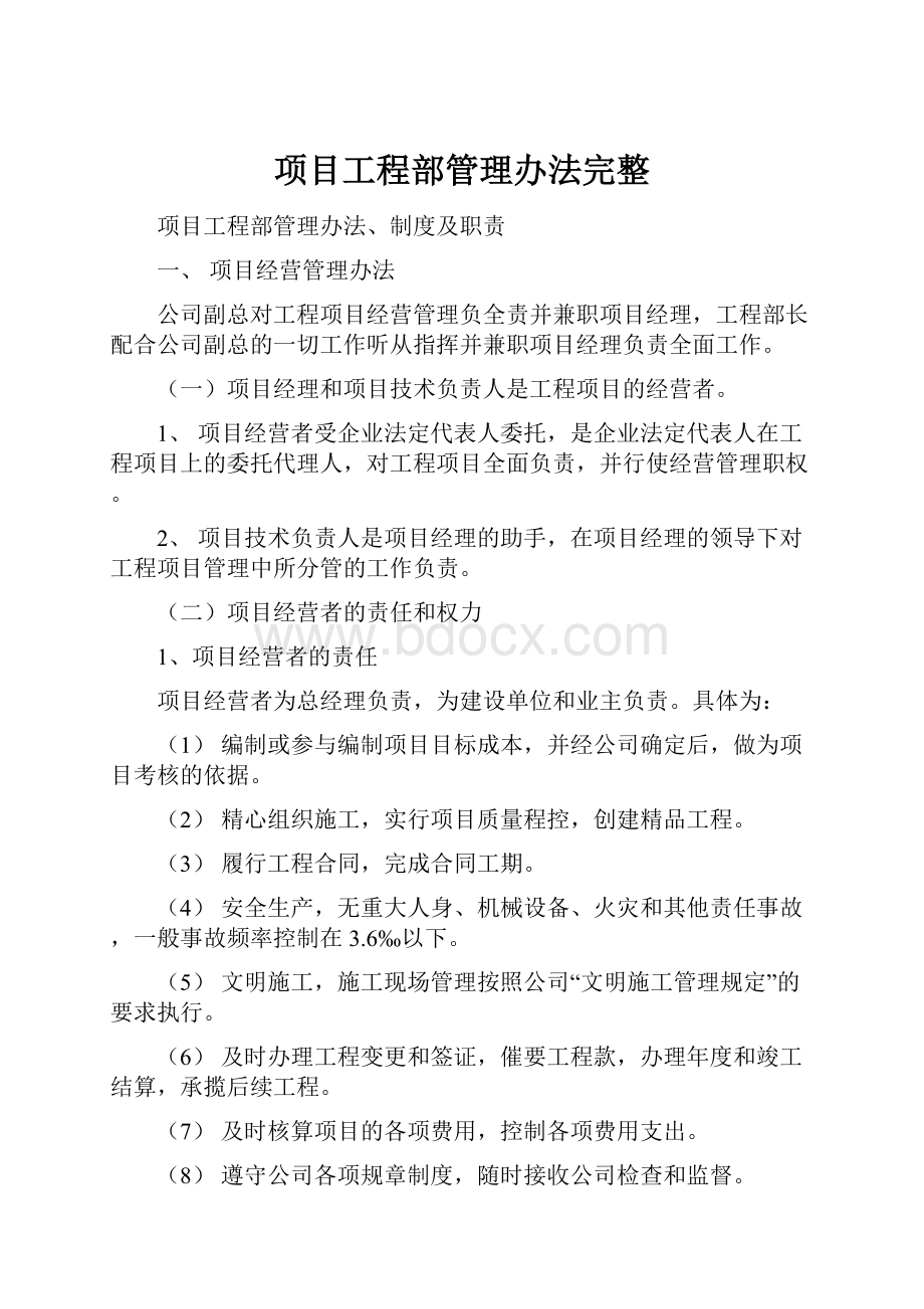 项目工程部管理办法完整Word格式.docx