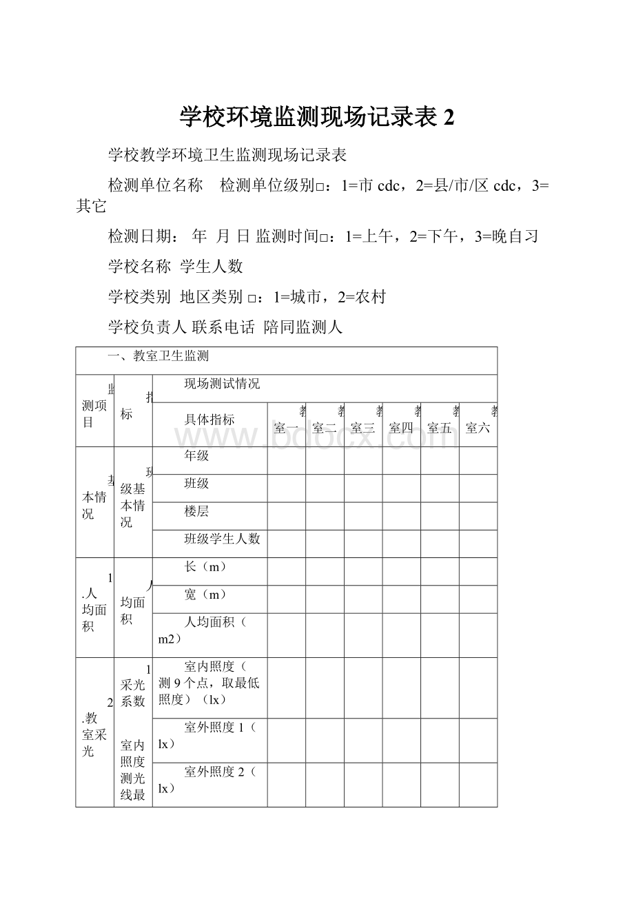 学校环境监测现场记录表 2Word下载.docx_第1页