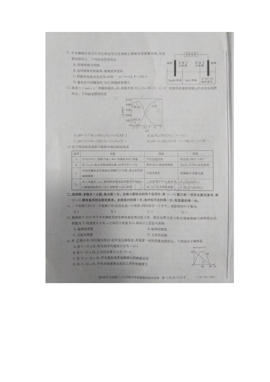 广西桂林市九校届高三理综联考试题 精.docx_第3页