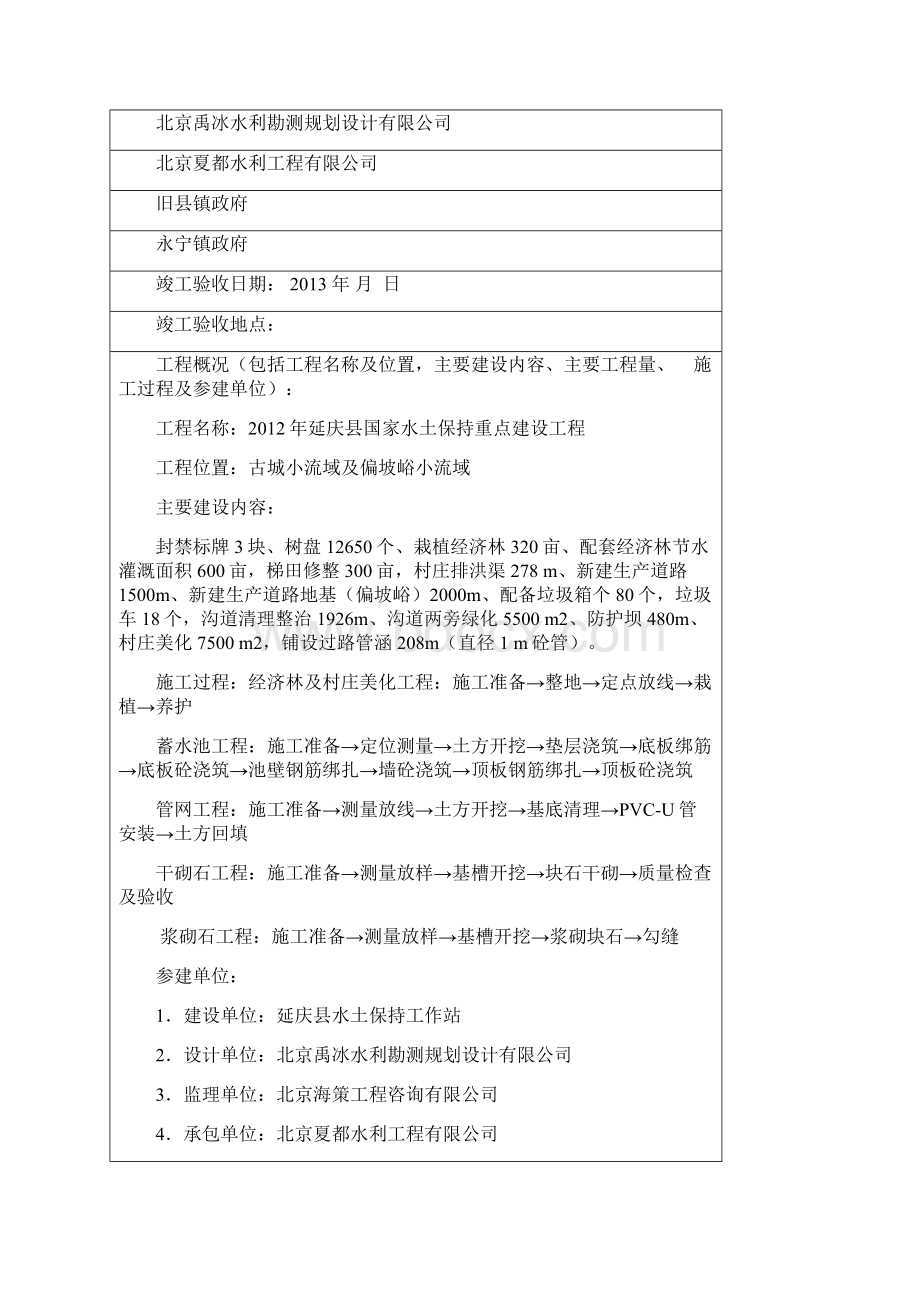 延庆县国家水土保持重点建设工程竣工鉴定书1.docx_第2页