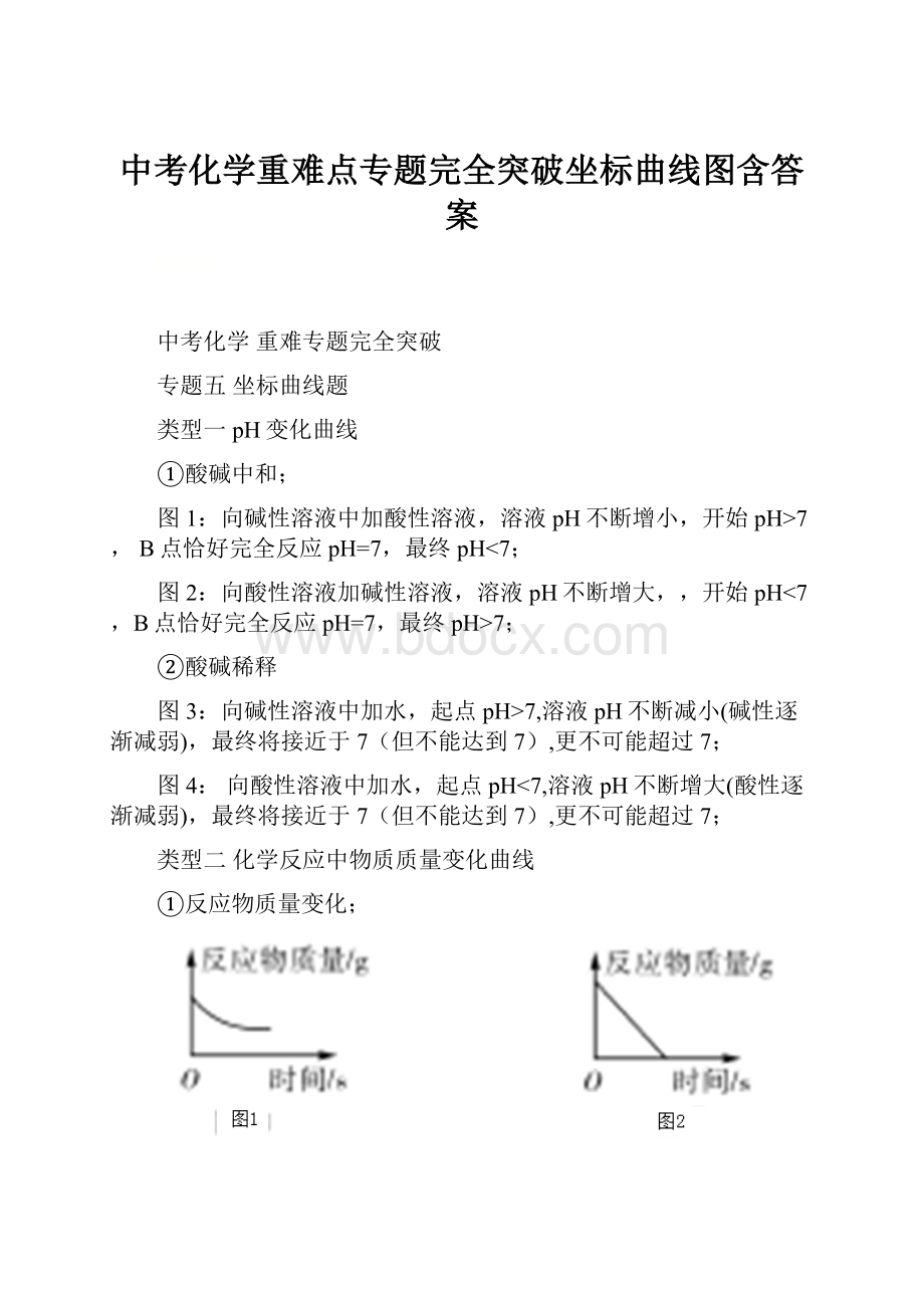 中考化学重难点专题完全突破坐标曲线图含答案.docx_第1页