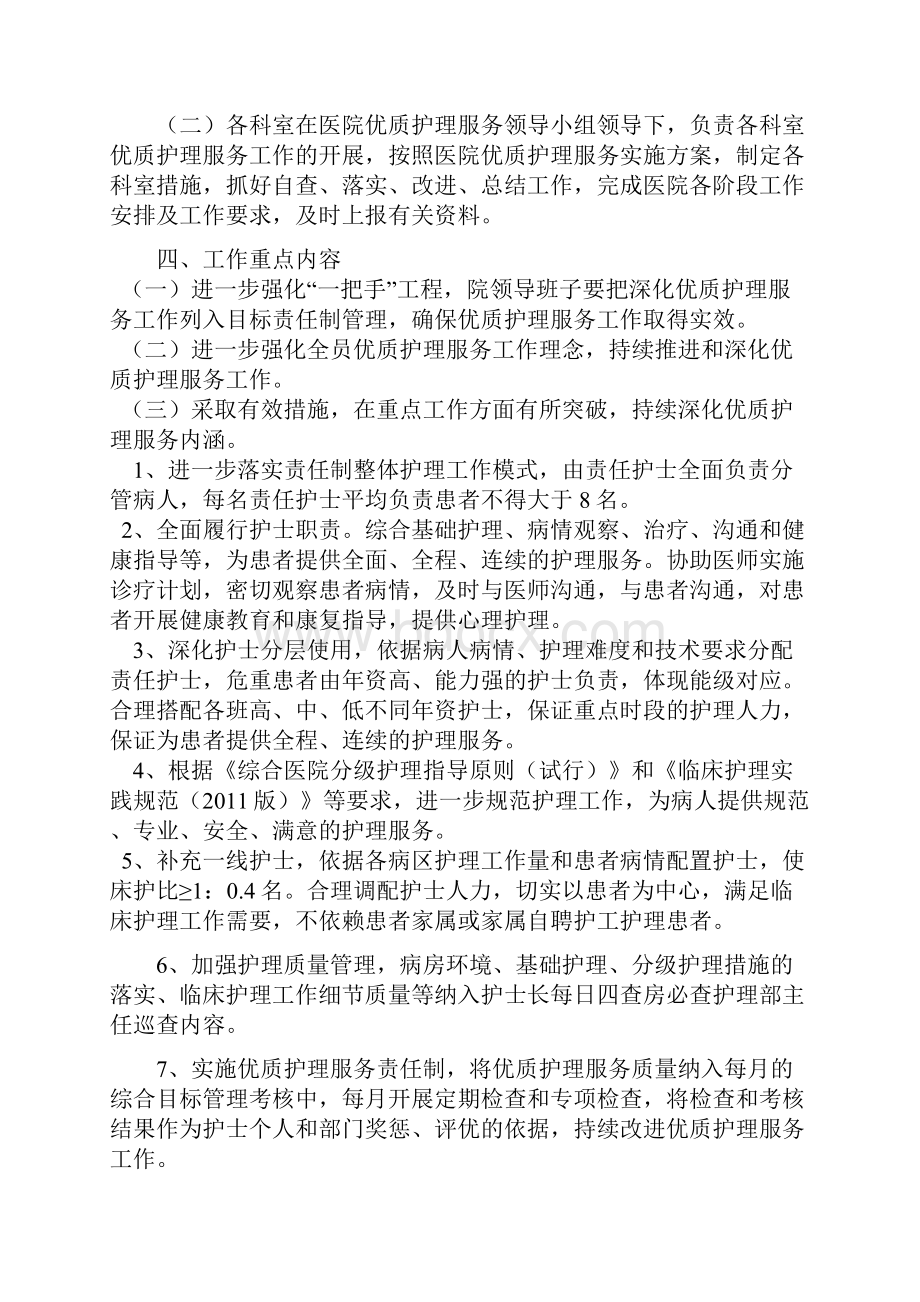 优质护理服务实施的活动方案docWord格式.docx_第2页