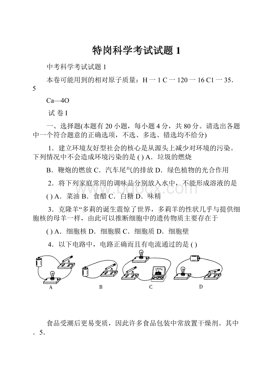 特岗科学考试试题1.docx