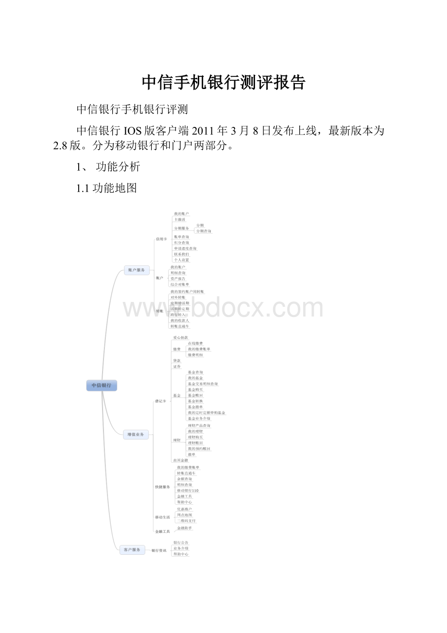 中信手机银行测评报告Word下载.docx_第1页