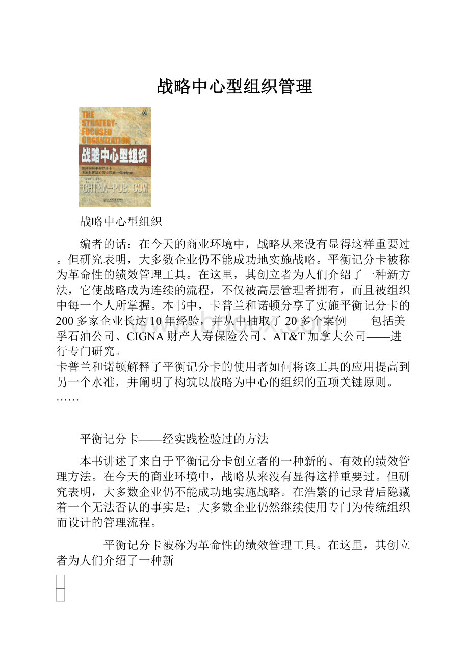 战略中心型组织管理文档格式.docx